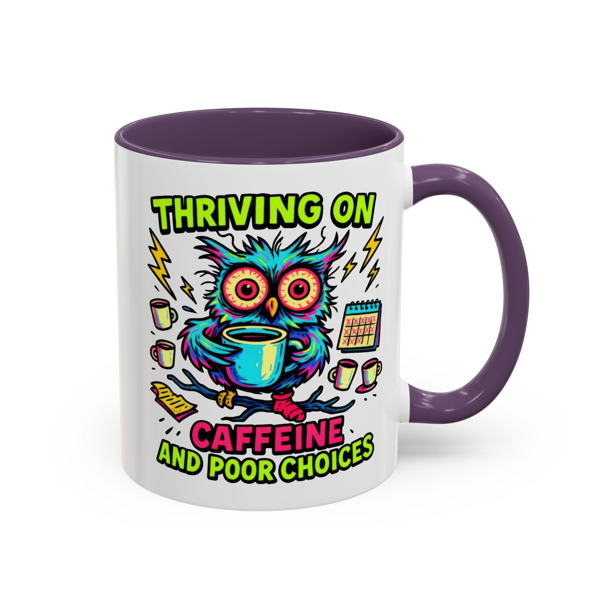 Thriving on Caffeine Mug | Funny Owl Coffee Cup | Gift for Coffee Lovers | Cute Kitchen Decor | Birthday, Holiday Gift