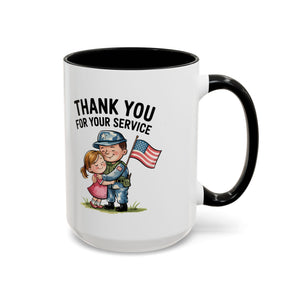 Thank You for Your Service Coffee Mug - 11oz & 15oz Accent Mugs for Veterans Appreciation