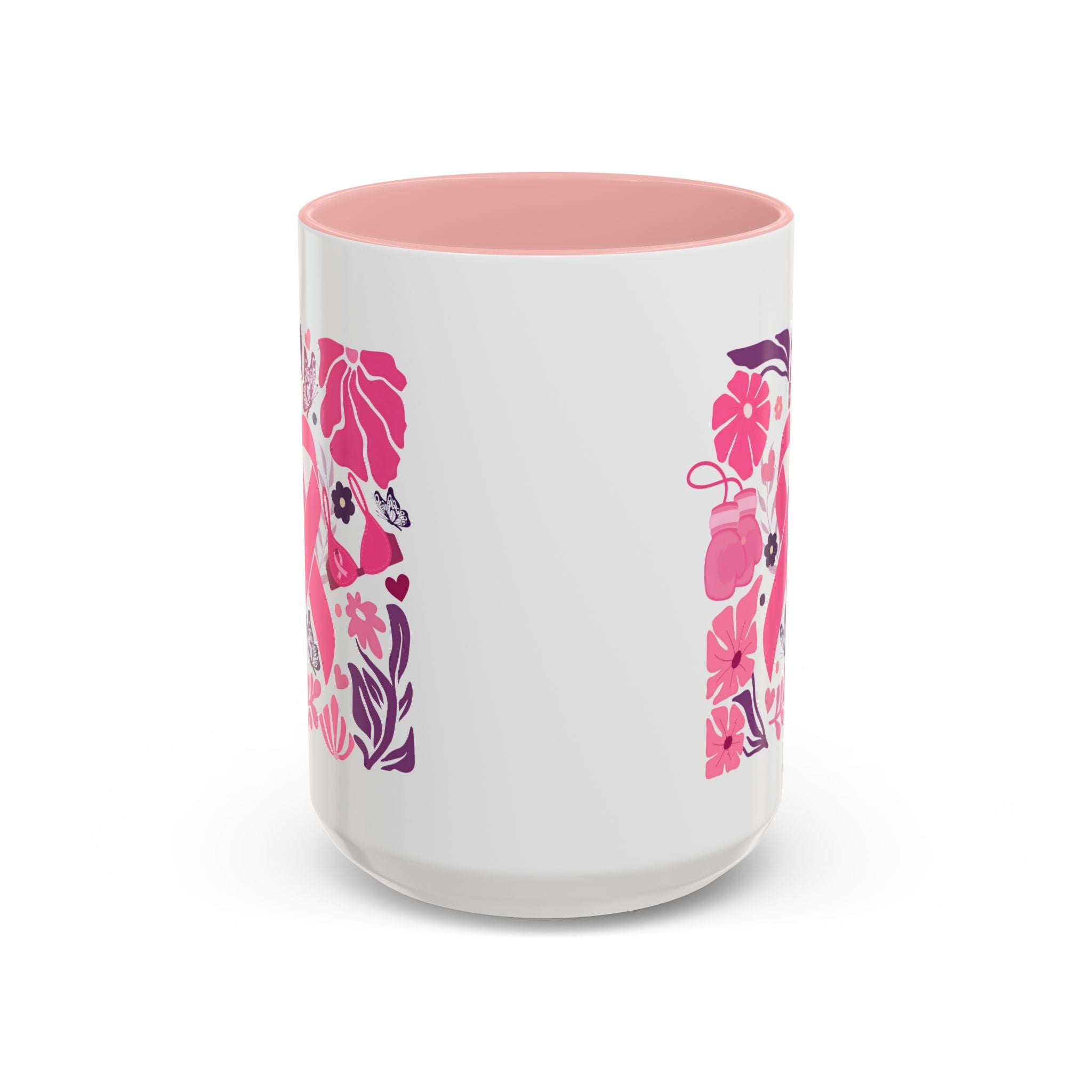 Pink Floral Awareness Coffee Mug, Breast Cancer Awareness Mug, Gift for Her, Supportive Drinkware, Motivational Mug