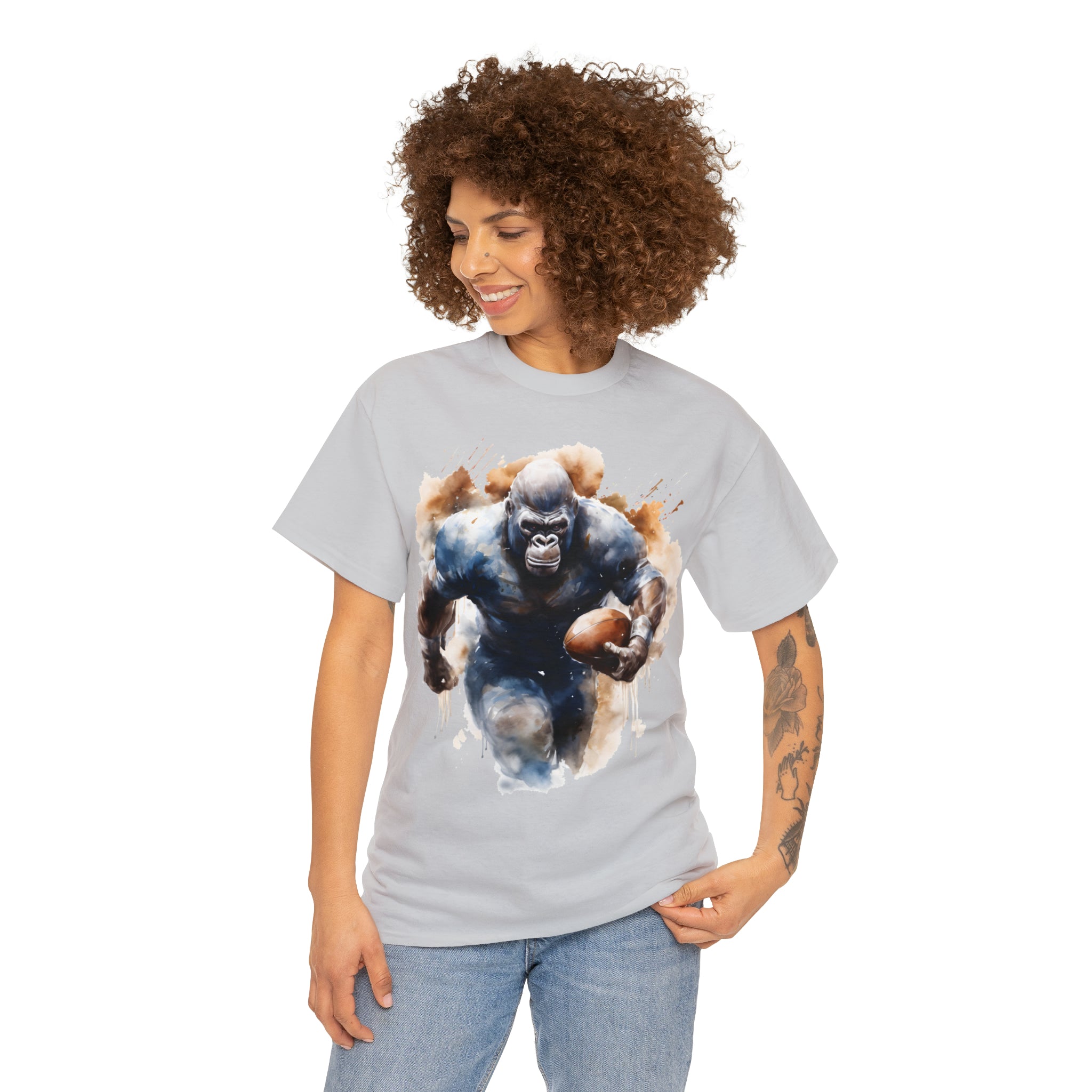 funny Football gorilla t shirt gift Unisex Heavy Cotton Tee