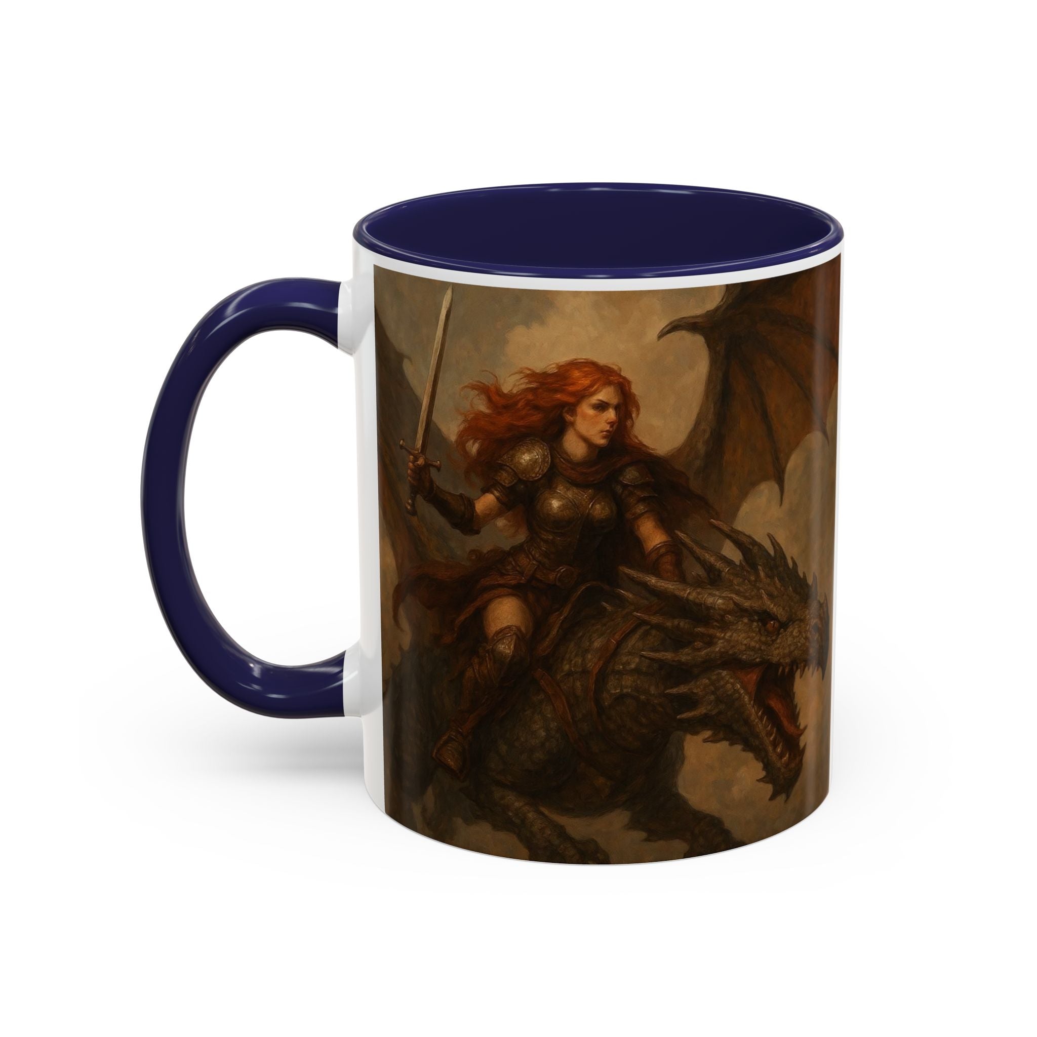 Fantasy Dragon Rider Coffee Mug gothic woman warrior queen