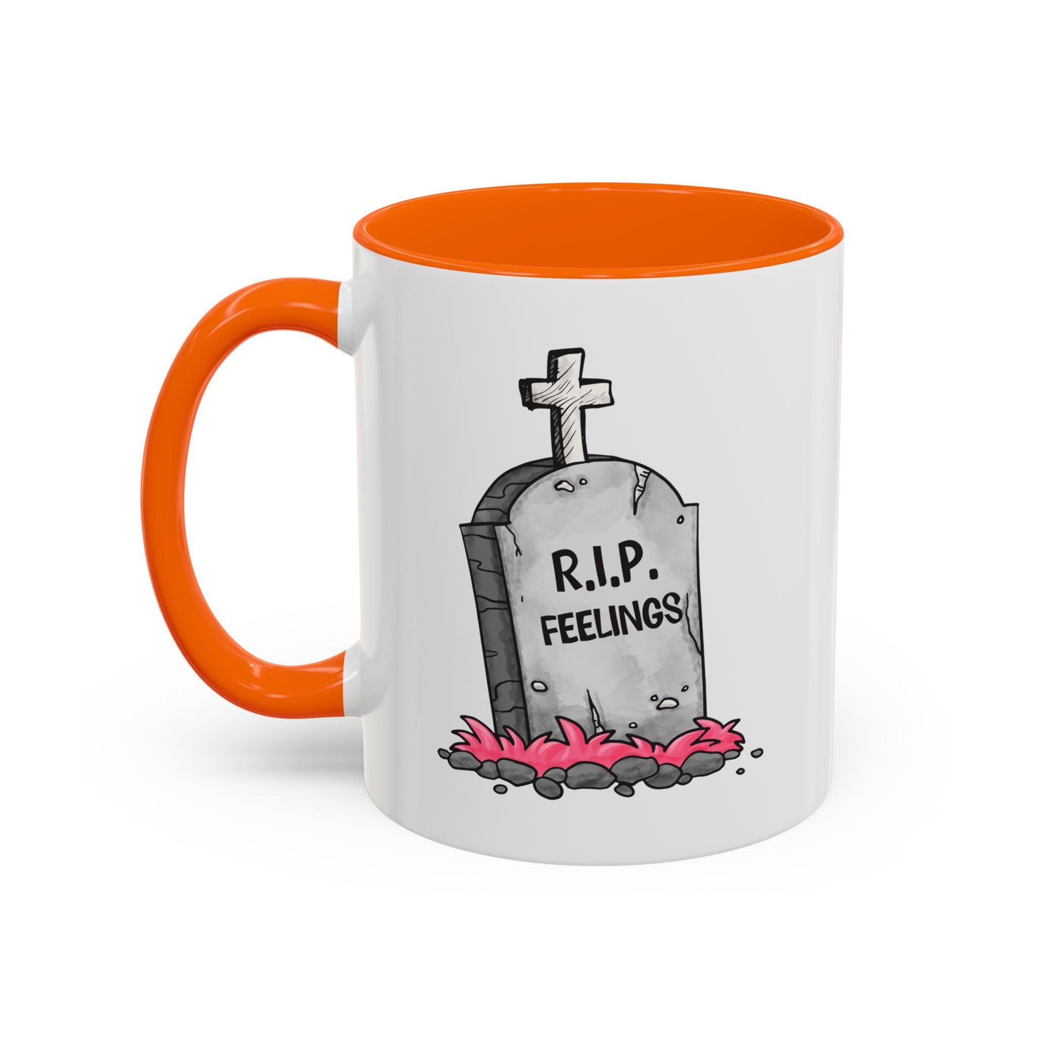 Coffee Mug — RIP Feelings Tombstone Accent Mug anti valentine