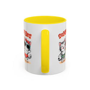 Summer Vibes Cat Coffee Mug - Fun Accent Mug for Cat Lovers