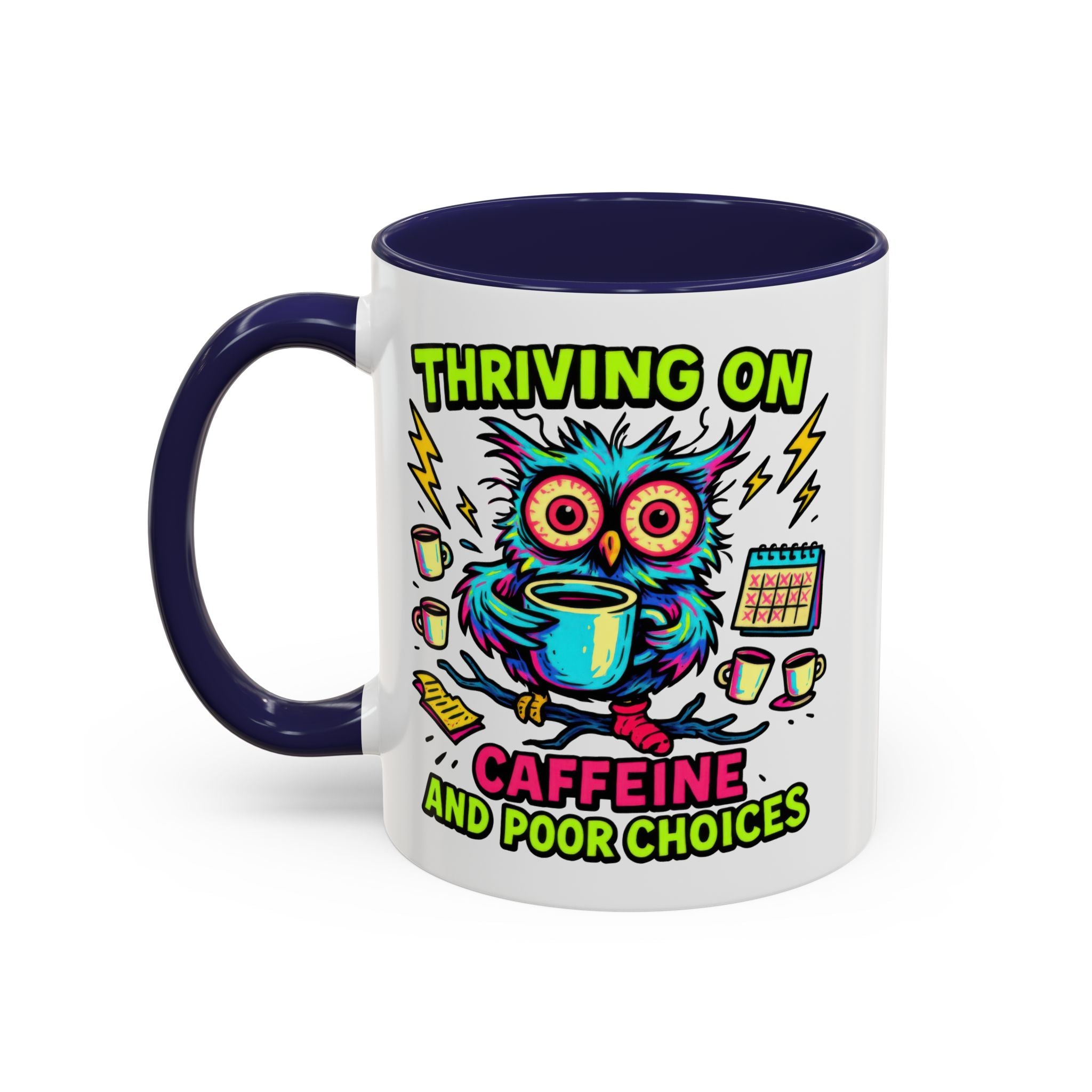 Thriving on Caffeine Mug | Funny Owl Coffee Cup | Gift for Coffee Lovers | Cute Kitchen Decor | Birthday, Holiday Gift