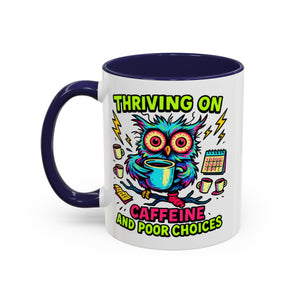 Thriving on Caffeine Mug | Funny Owl Coffee Cup | Gift for Coffee Lovers | Cute Kitchen Decor | Birthday, Holiday Gift