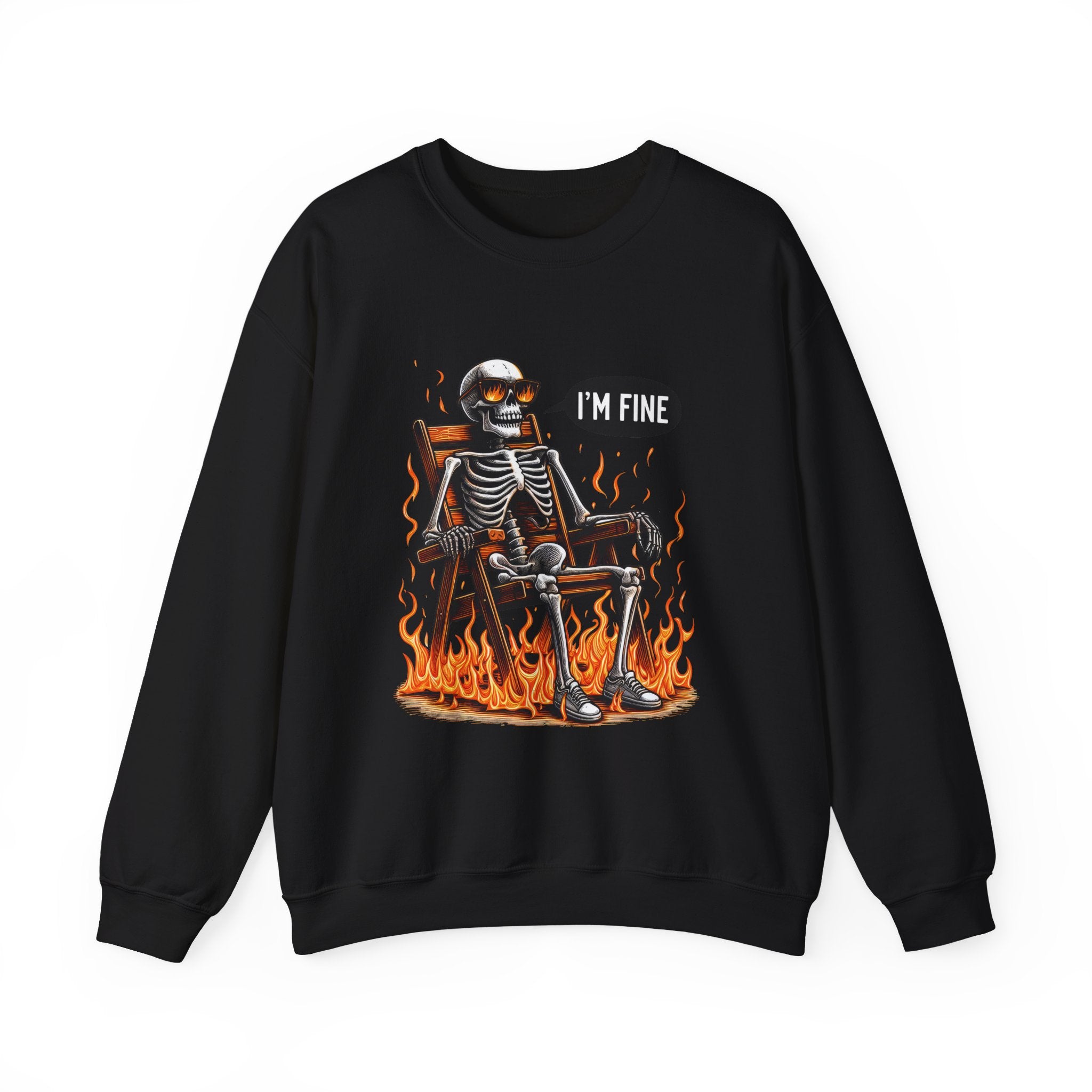 Chill Vibes Skeleton Sweatshirt, Unisex Crewneck, Perfect for Halloween, Casual Wear, Gift for Friends, Cozy Lounge Wear