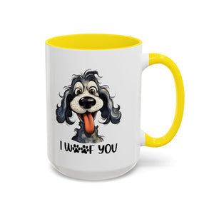 Dog Lover's Accent Coffee Mug - I Woof You, Pet Gift, Animal Lover Cup, Dog Mom Mug, Cute Dog Design, Fun Coffee Cup