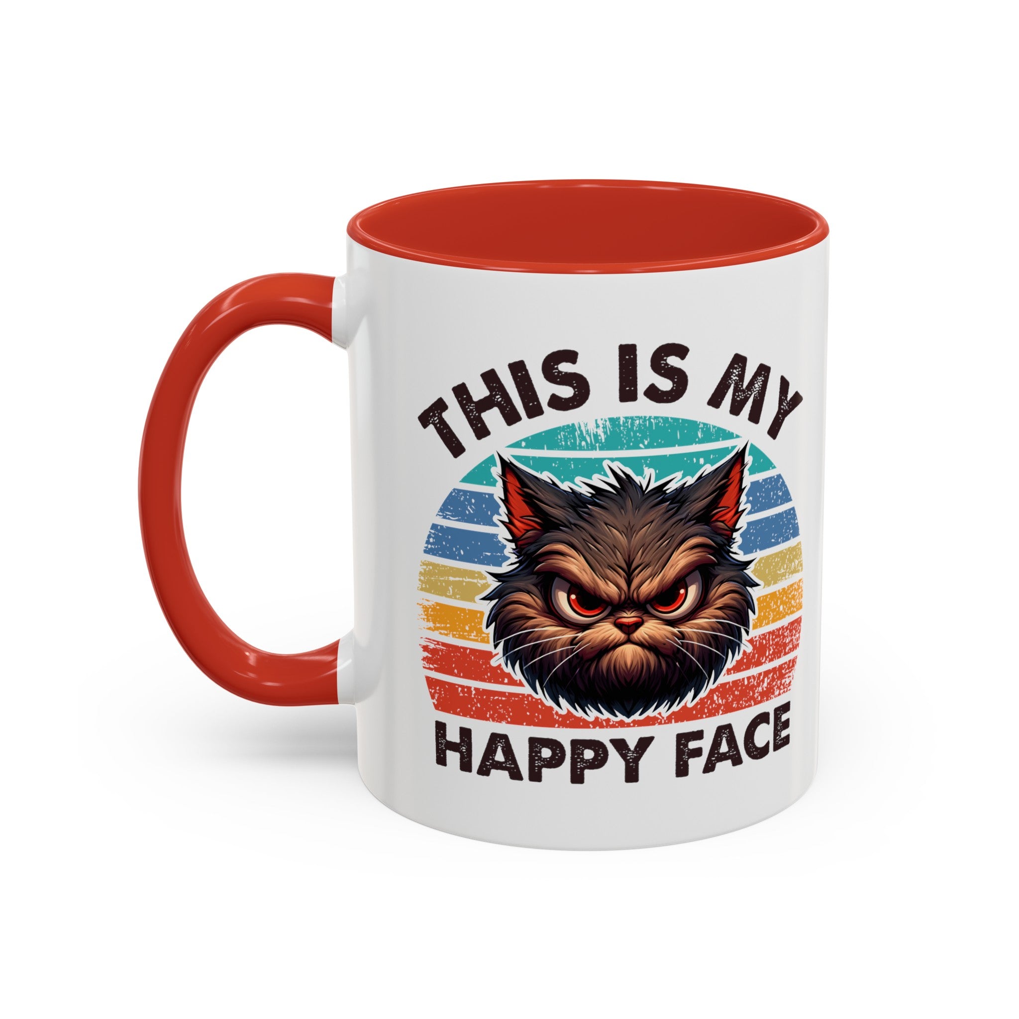 grumpy cat this is my happy face Accent Coffee Mug (11, 15oz) by the x m world