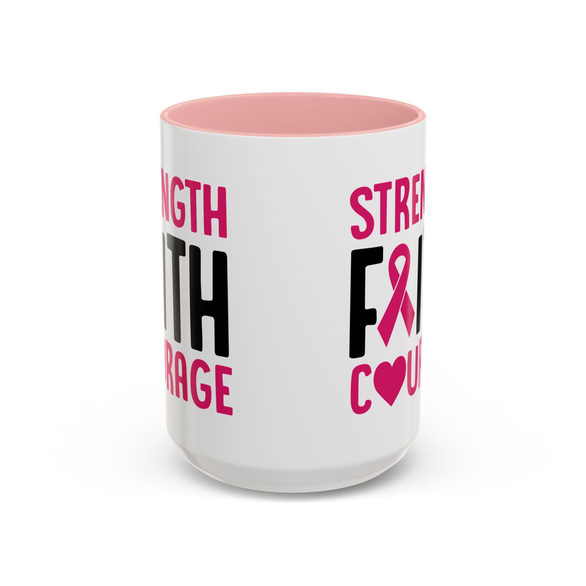 Inspirational Coffee Mug: Strength, Faith, Courage - Gift for Survivors, Awareness Events, Supportive Home Decor, Encouragement