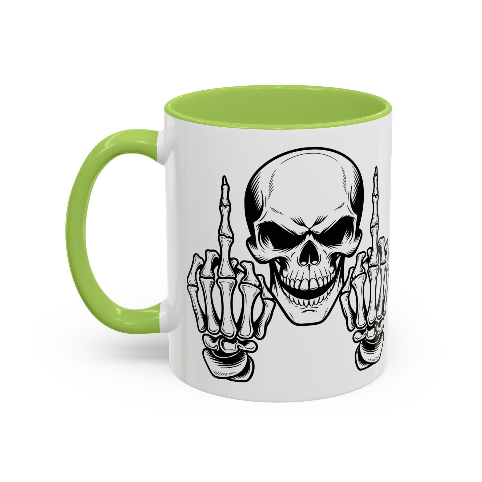 Skull Middle Finger Coffee Mug — Edgy Gothic Accent Mug (11/15oz)
