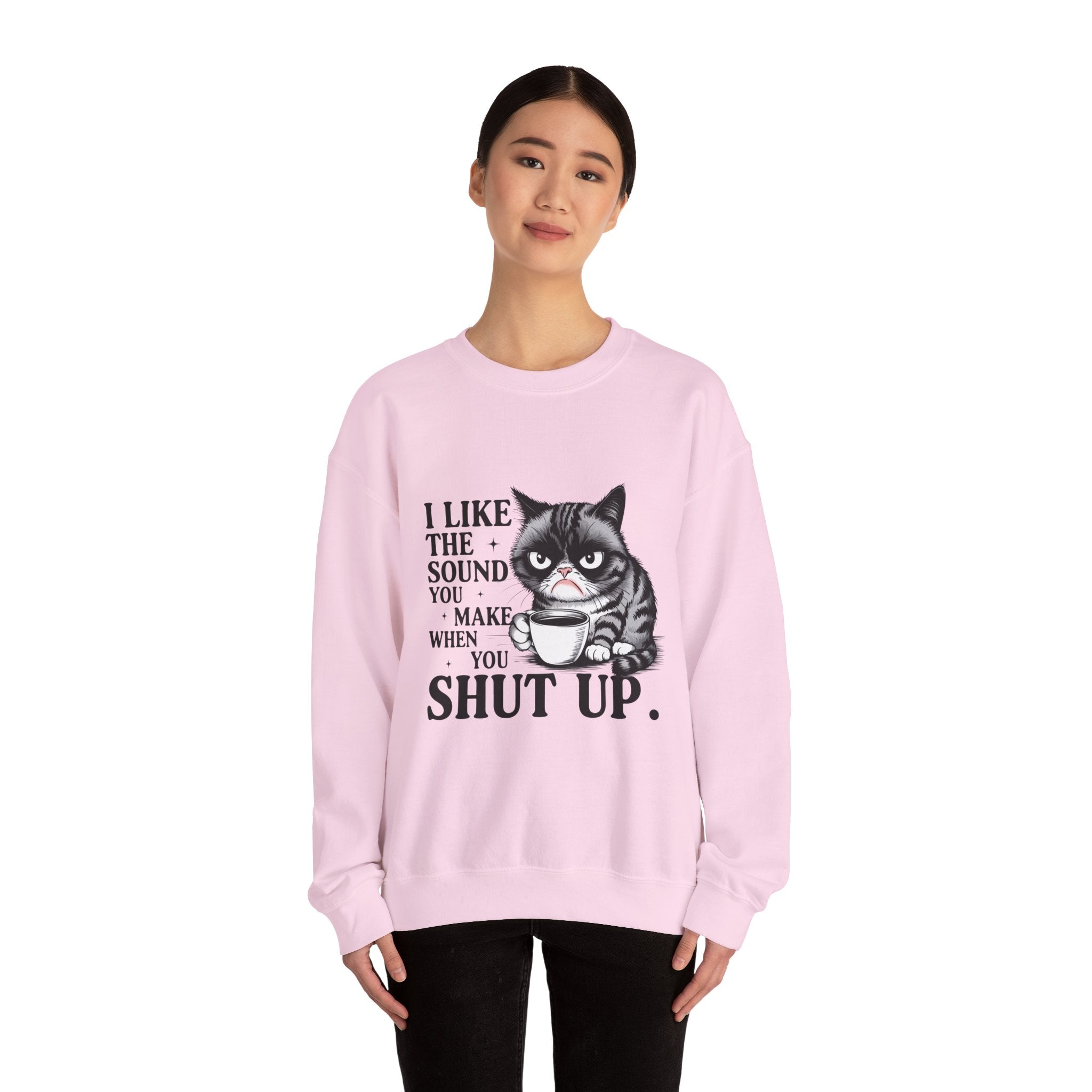 Funny Cat Sweatshirt - I Like the Sound You Make When You SHUT UP, Gift for Cat Lovers, Cozy Crewneck, Unisex Pullover, Perfect for
