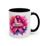 cancer awareness Inspirational Coffee Mug, Healing Ribbon Mug, Gift for Cancer Survivors, Motivational Drinkware, Support
