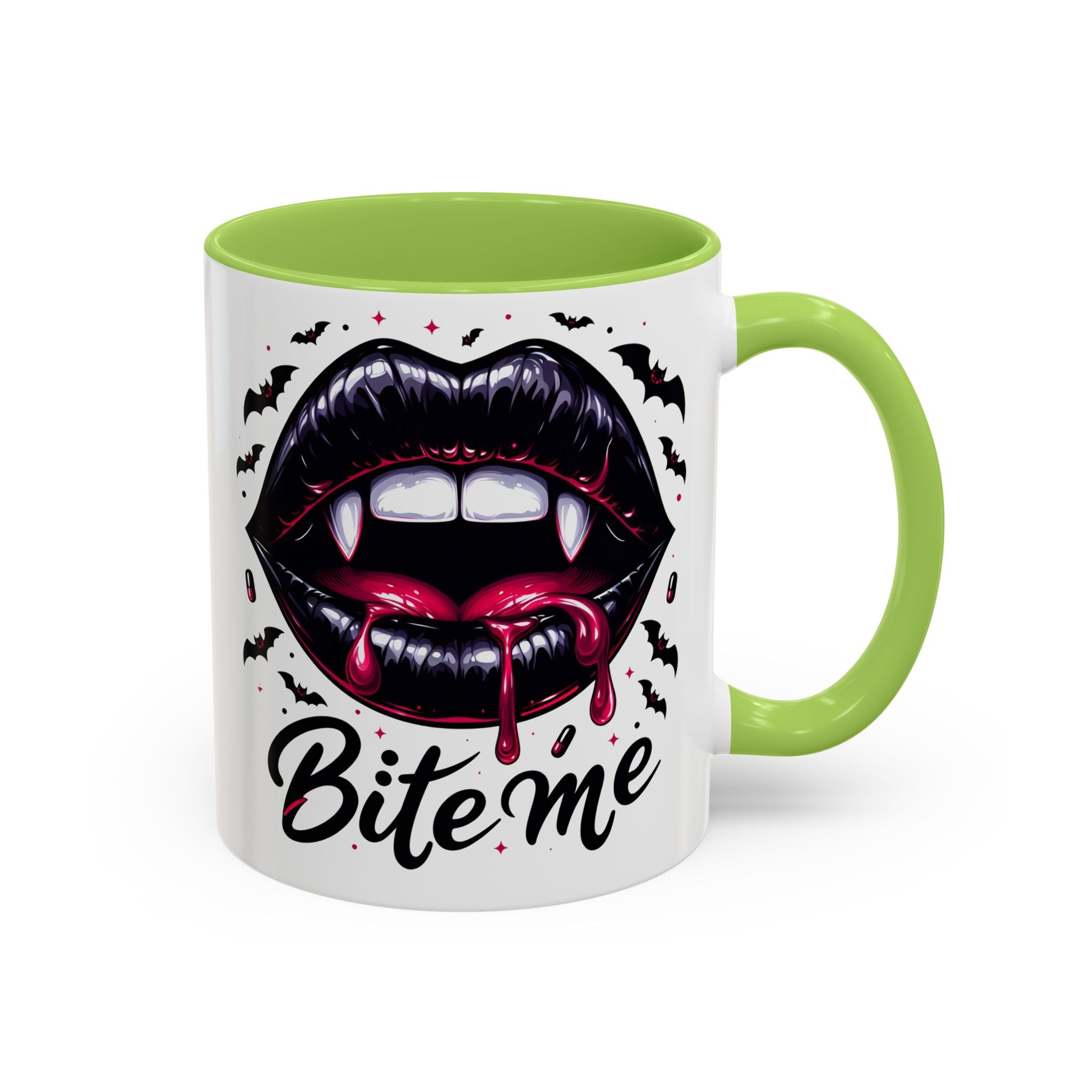 Vampire Themed Coffee Mug - "Bite Me"  halloween bats horror art cup