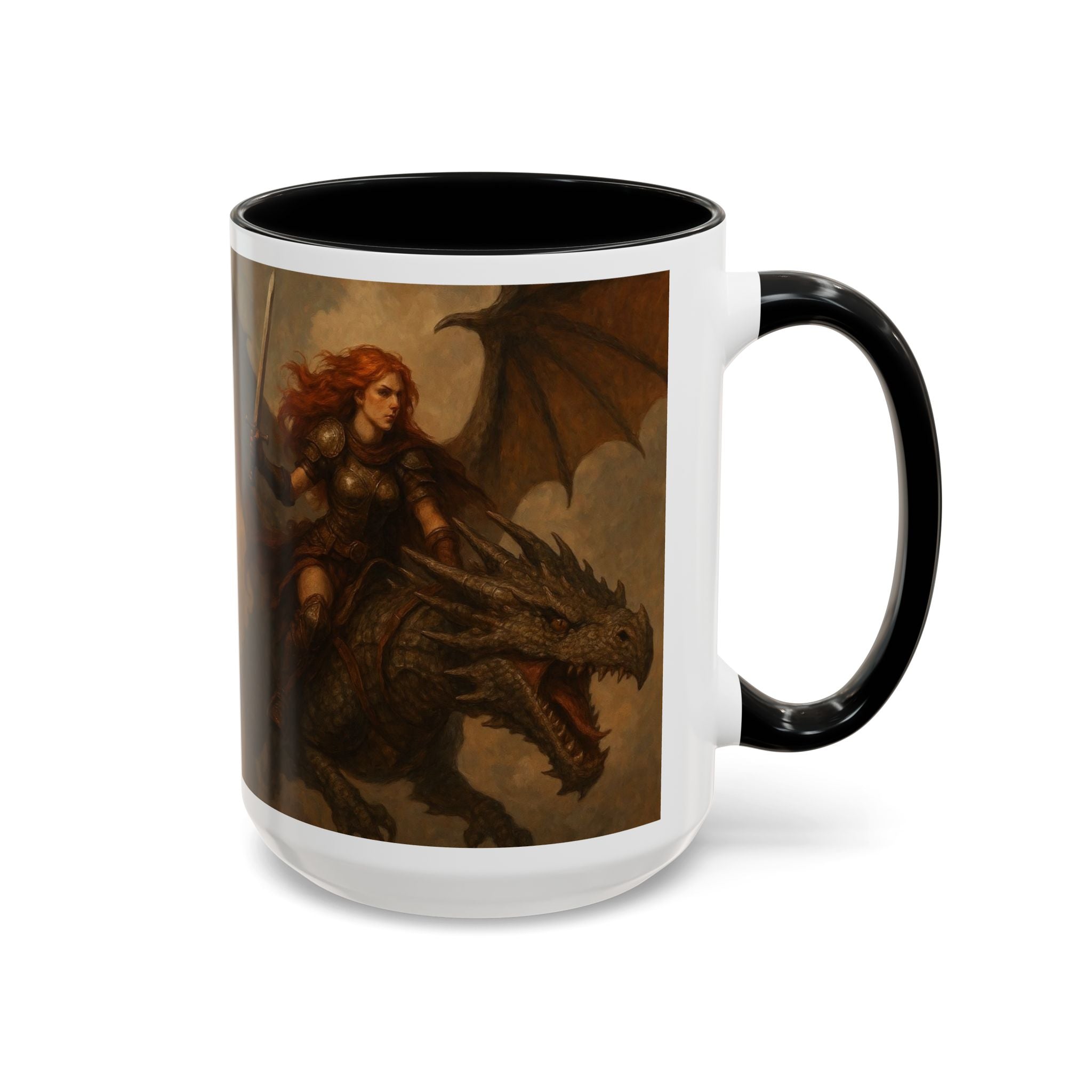 Fantasy Dragon Rider Coffee Mug gothic woman warrior queen