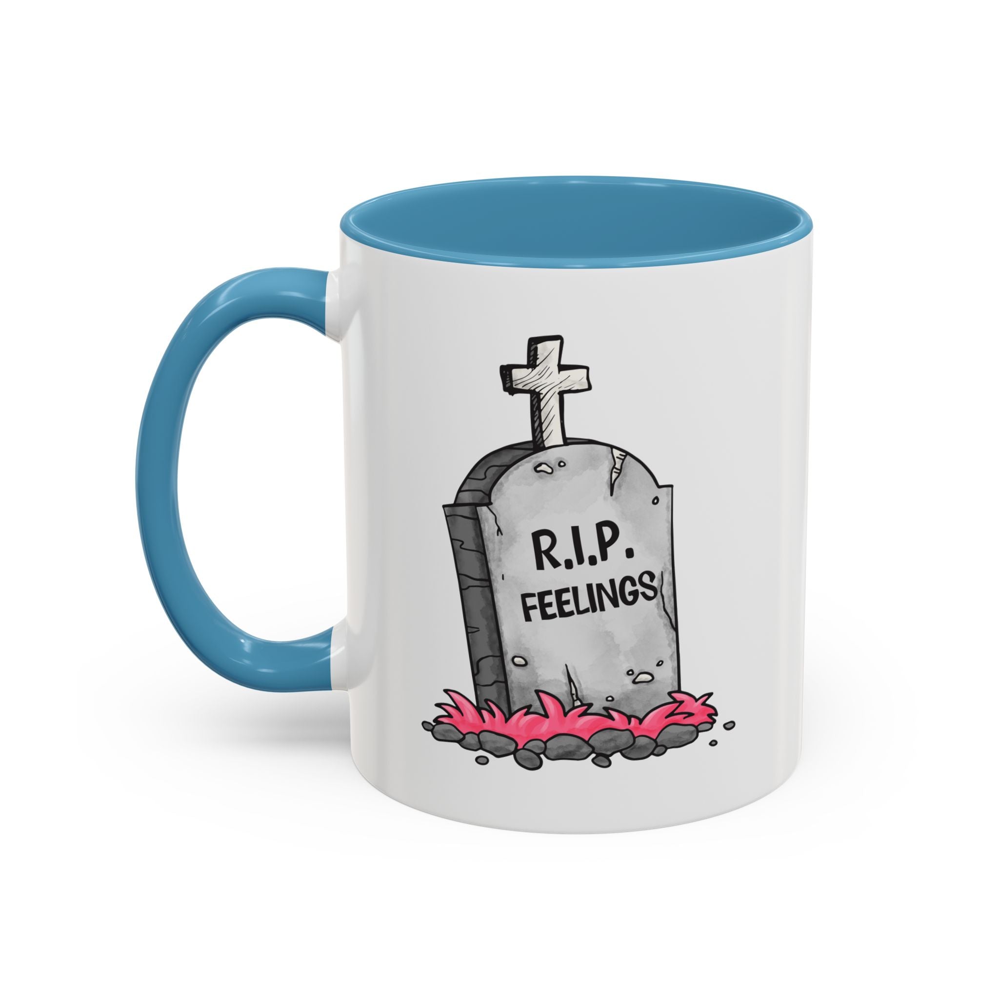 Coffee Mug — RIP Feelings Tombstone Accent Mug anti valentine