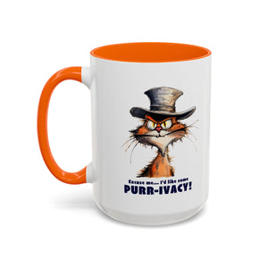 Funny Cat Coffee Mug - Purr-ivacy & Puppy Humor, Gifts for Cat Lovers, Home Office Accessories, Birthday, Pet Owner Mug