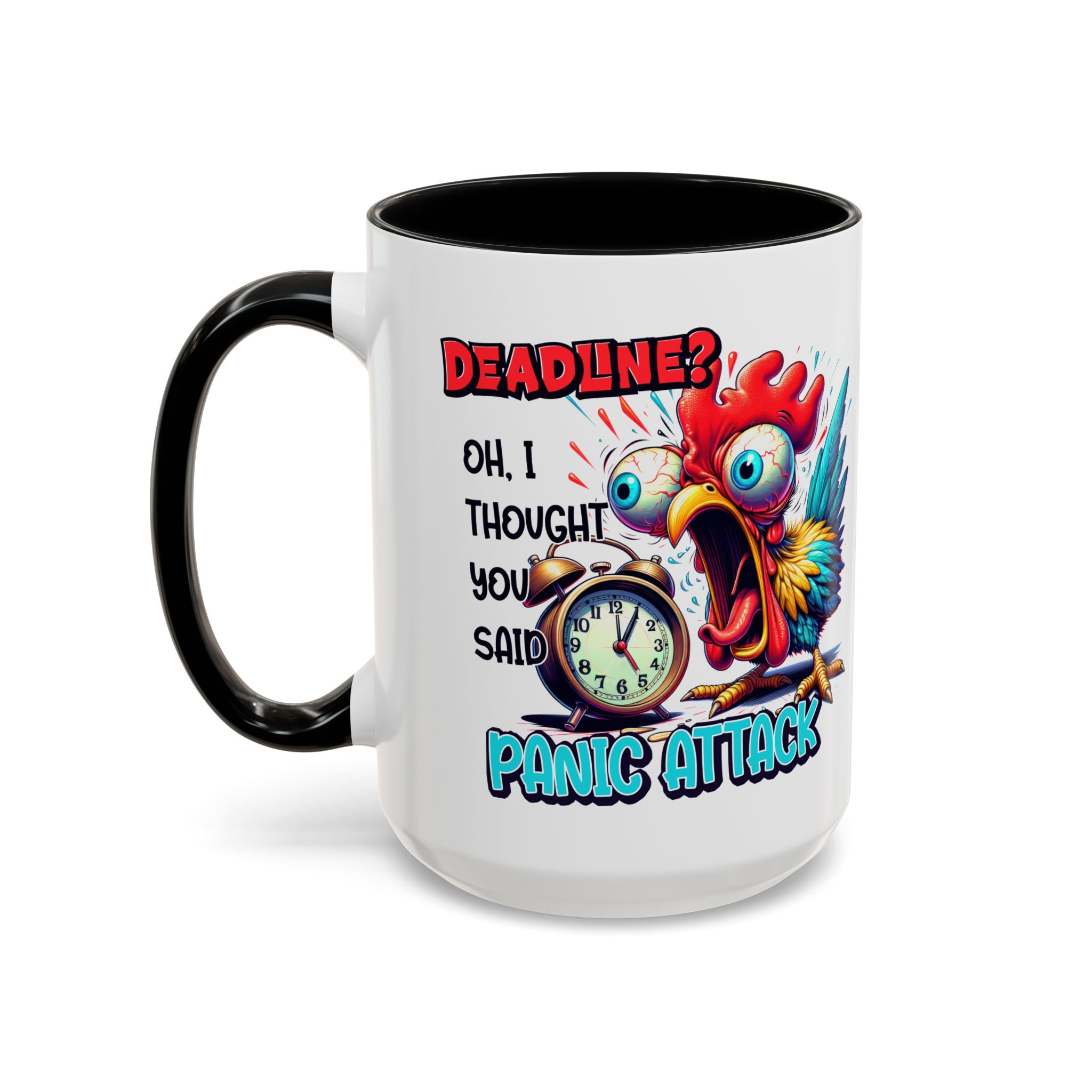 Funny Panic Attack Coffee Mug, Quirky Rooster Mug for Stress Relief, Gift for Teachers, Office Humor, Coworker Gift, Fun Coffee Cup