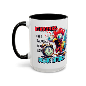 Funny Panic Attack Coffee Mug, Quirky Rooster Mug for Stress Relief, Gift for Teachers, Office Humor, Coworker Gift, Fun Coffee Cup