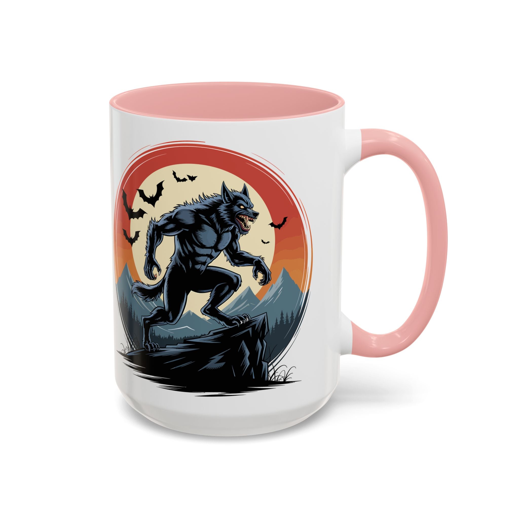 Werewolf Sunset Coffee Mug — Halloween Creature Ceramic Accent Mug (11/15oz) fantasy horror art
