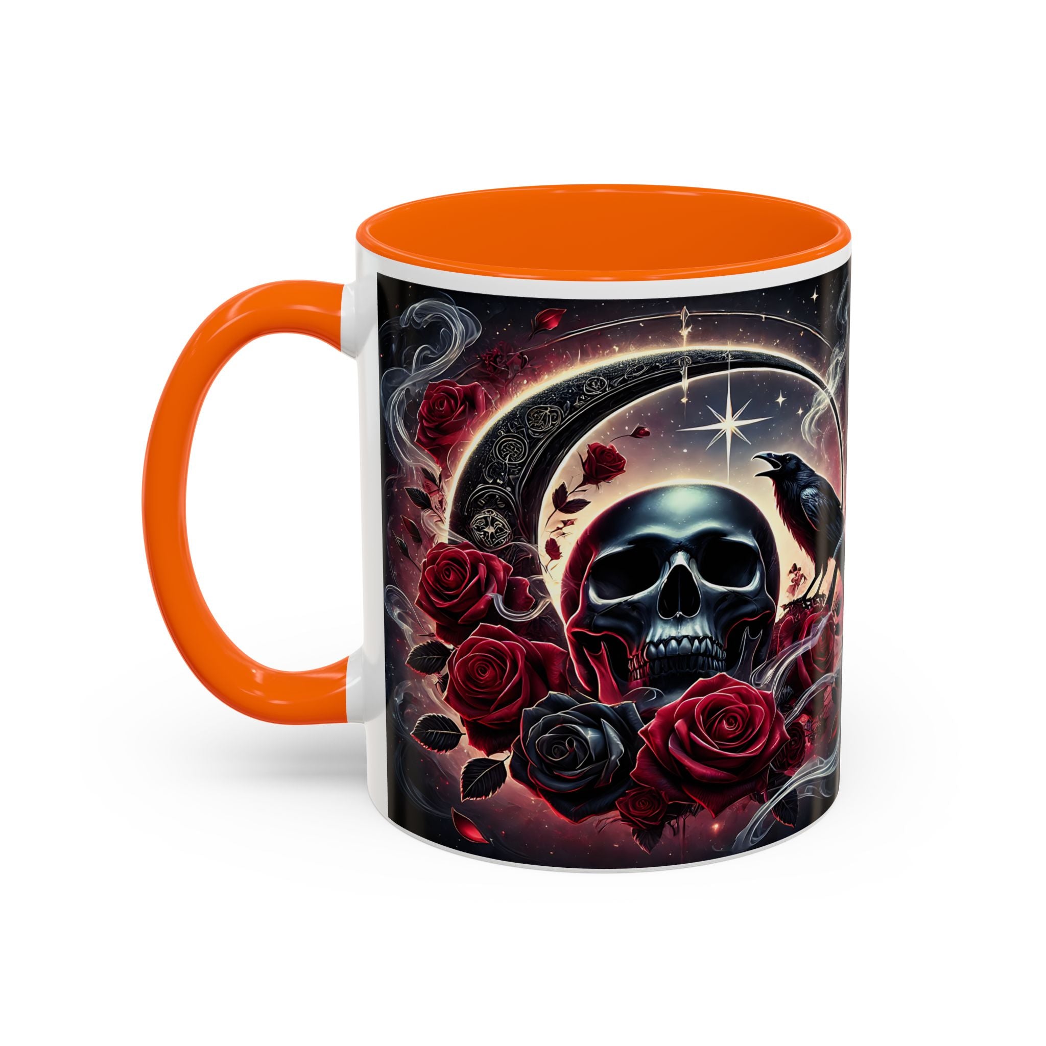 Skull & Raven Accent Coffee Mug — Gothic Roses 11/15oz