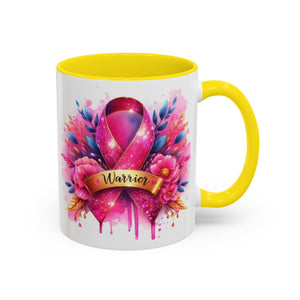 Inspirational Warrior Coffee Mug - Floral Design, Encouragement Gift, Cancer Awareness, Motivational Cup, Supportive Drinkware
