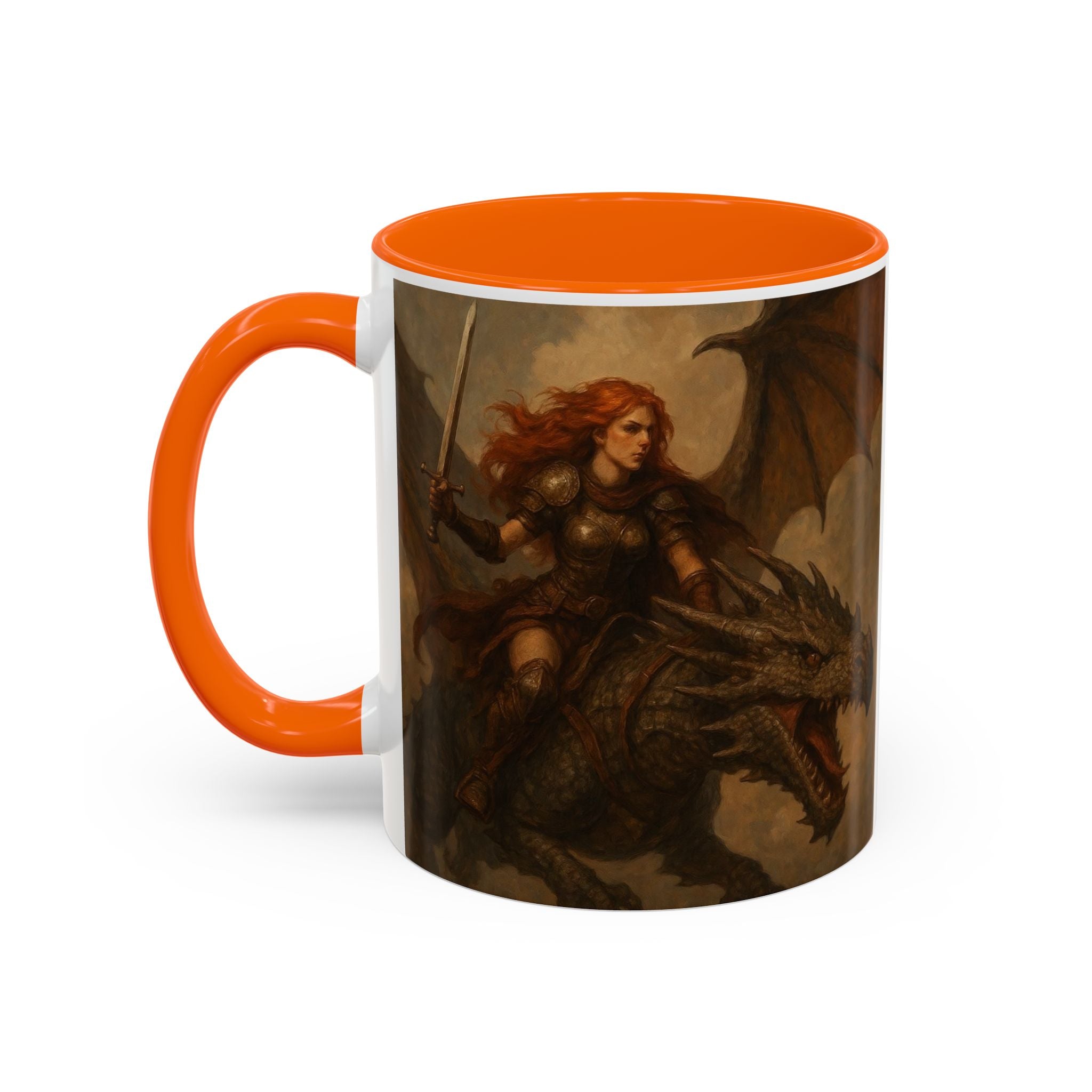Fantasy Dragon Rider Coffee Mug gothic woman warrior queen
