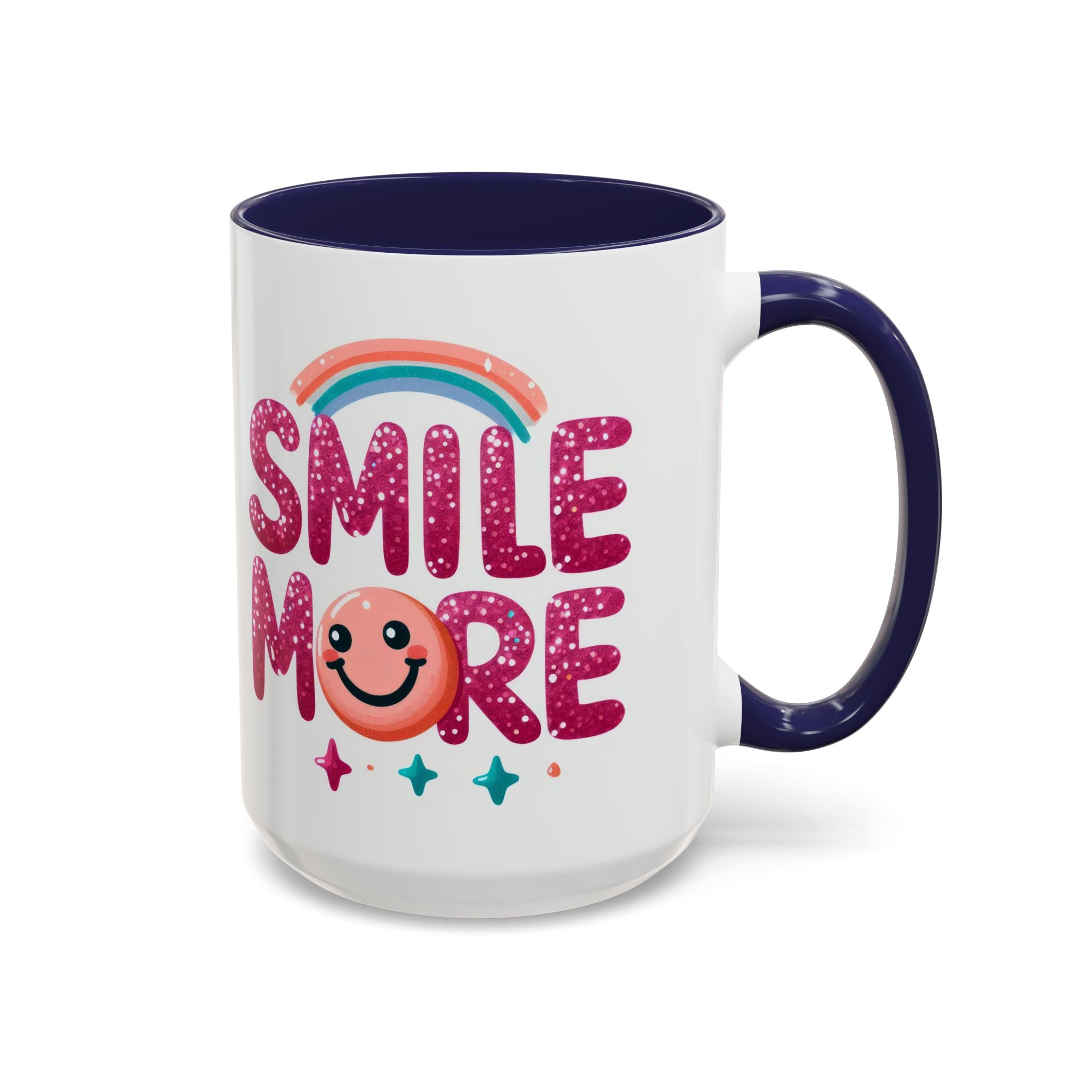 Smile More Coffee Mug – Cute Rainbow Smiley Accent Mug (11/15oz)