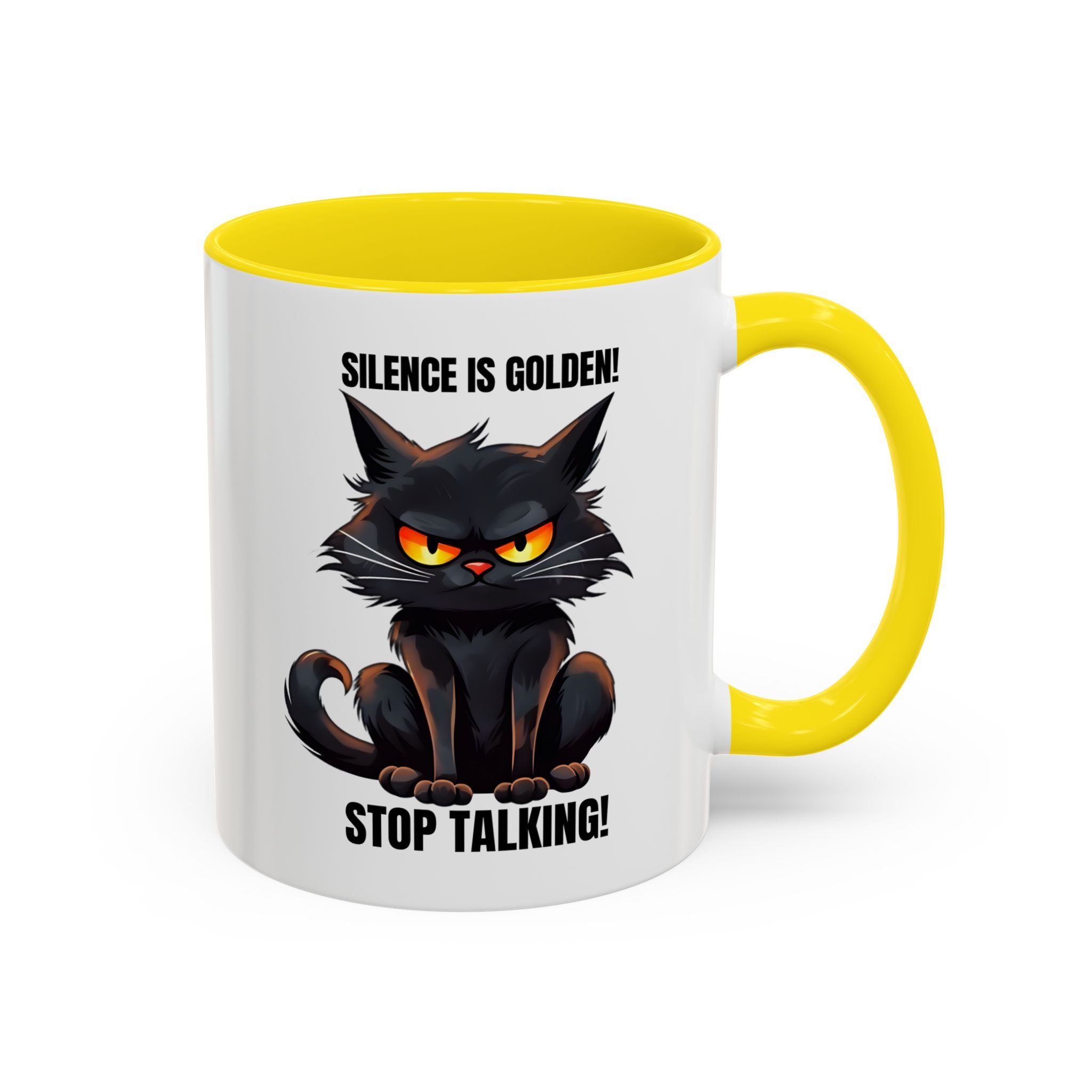 Funny Cat Mug | Silence Is Golden Coffee Cup | Gift for Cat Lovers | Humorous Kitchenware | Ceramic Teacup | Unique Animal Gifts