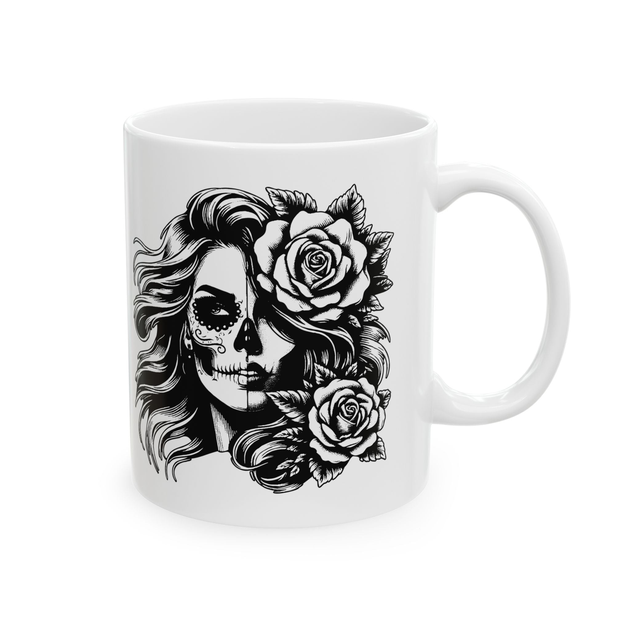 Gothic Rose Skull coffee Mug | Unique Coffee Cup for Alternative Lifestyles, Gift for Halloween, Dark Aesthetic Kitchenware