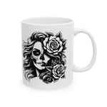 Gothic Rose Skull coffee Mug | Unique Coffee Cup for Alternative Lifestyles, Gift for Halloween, Dark Aesthetic Kitchenware