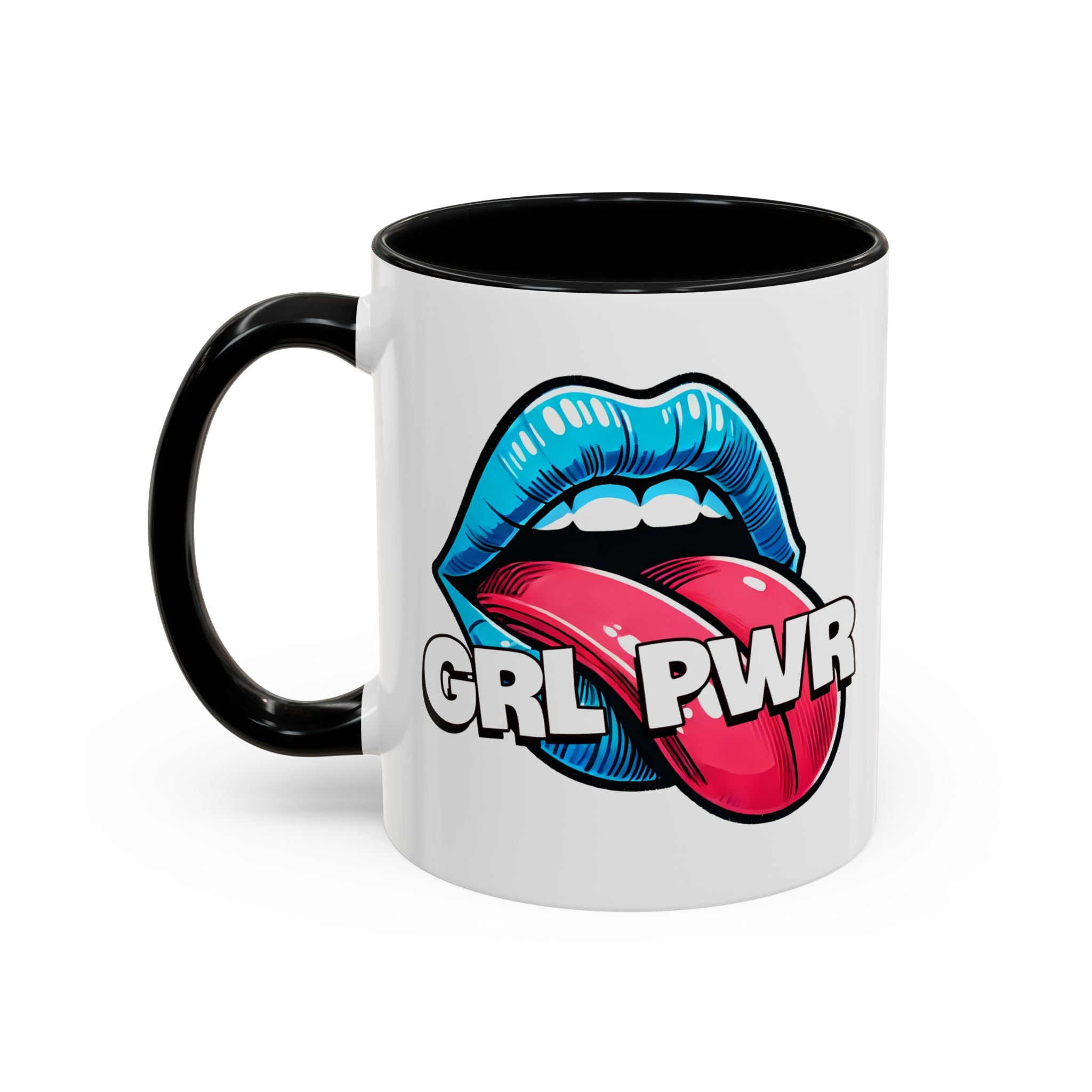 GRL PWR Accent Coffee Mug - Bold Fun Design for Empowerment, Great Gift for Friends, Coffee Lovers, Birthdays, and Celebrations