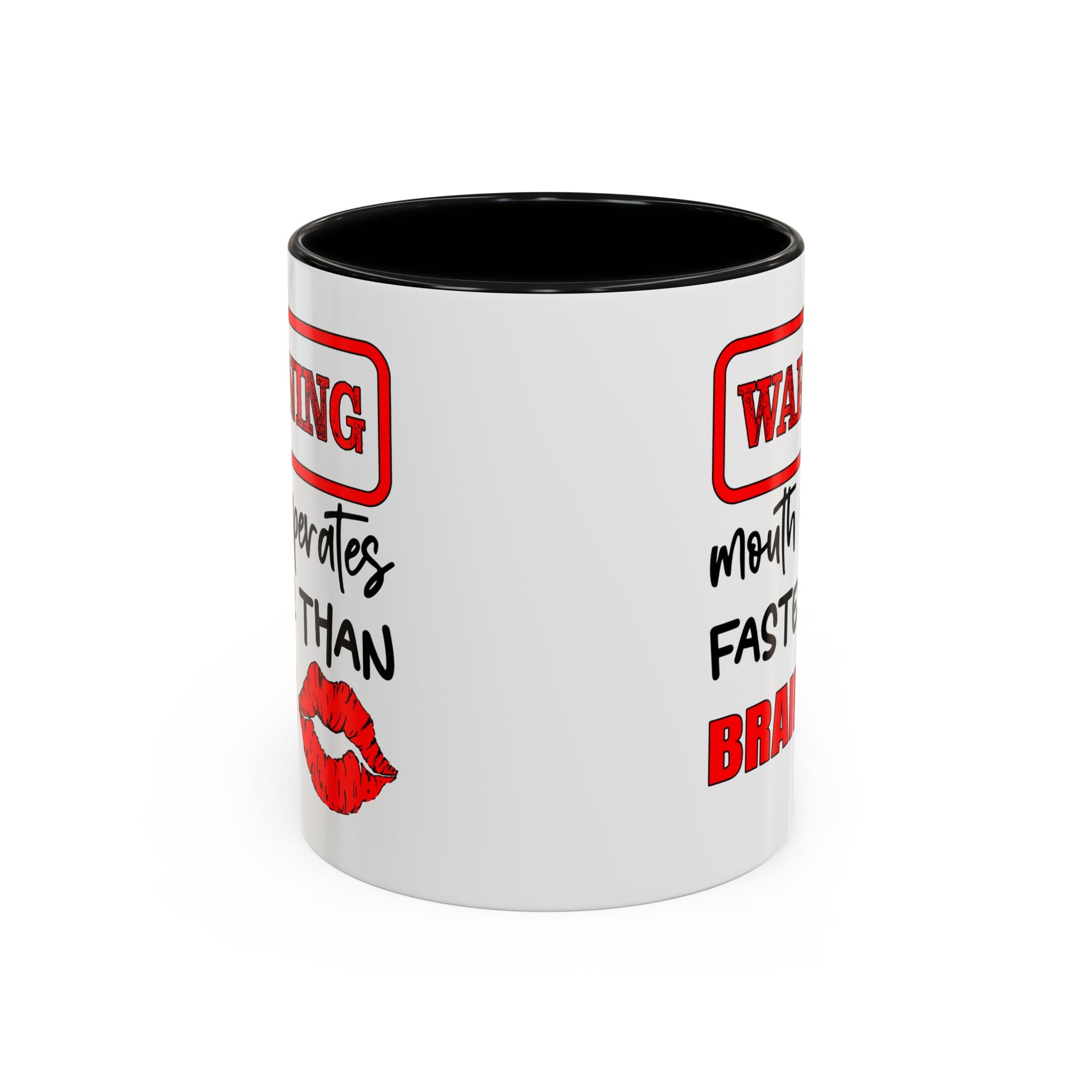 Funny Warning Coffee Mug - 'Mouth Operates Faster Than Brain' - Perfect for Coffee Lovers