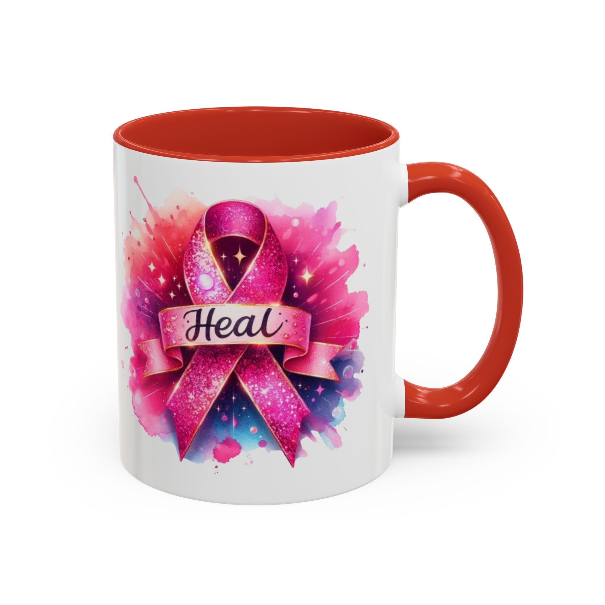 cancer awareness Inspirational Coffee Mug, Healing Ribbon Mug, Gift for Cancer Survivors, Motivational Drinkware, Support