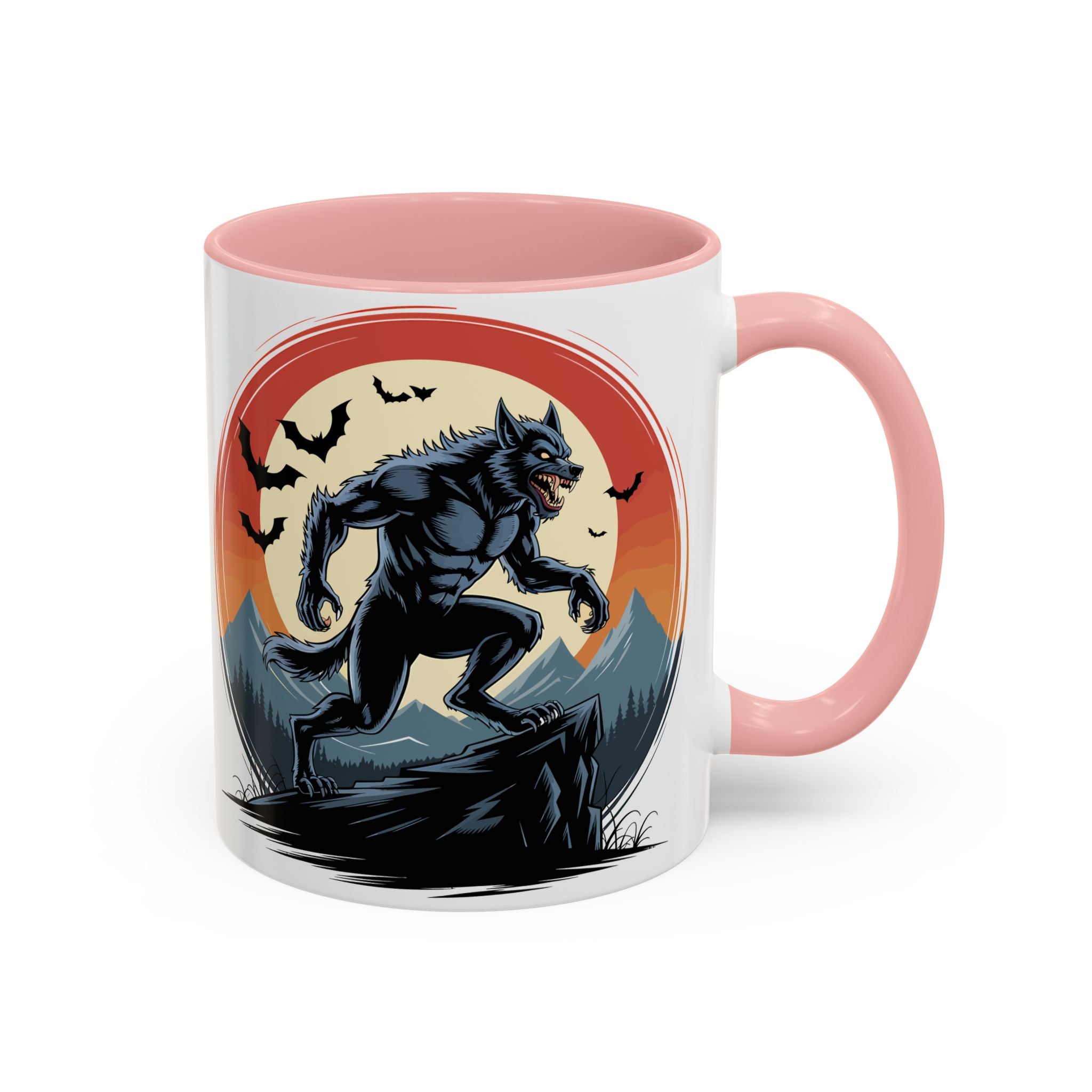 Werewolf Sunset Coffee Mug — Halloween Creature Ceramic Accent Mug (11/15oz) fantasy horror art