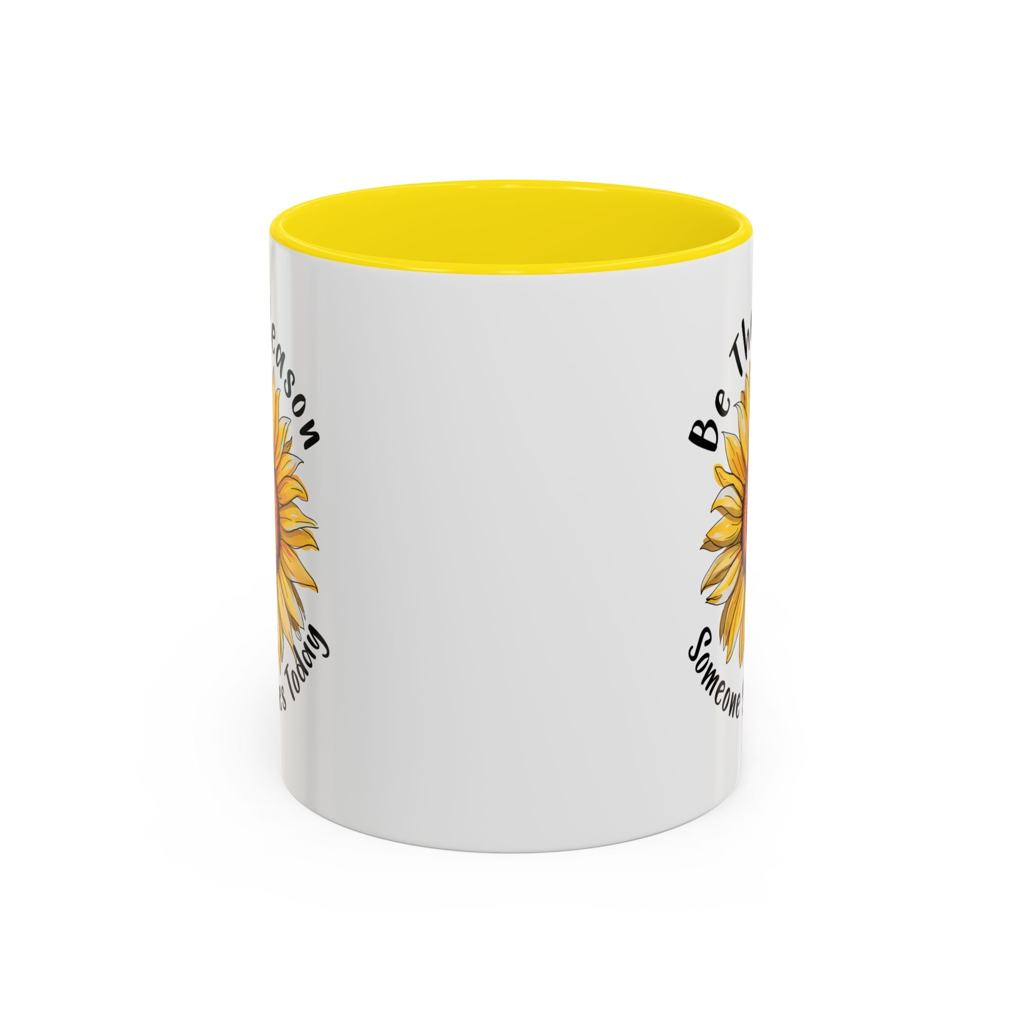 Sunflower Smile Accent Coffee Mug - Cheerful Gift for Friends, Inspirational Mug, 11oz/15oz, Daily Motivation, Brighten Someone's Day