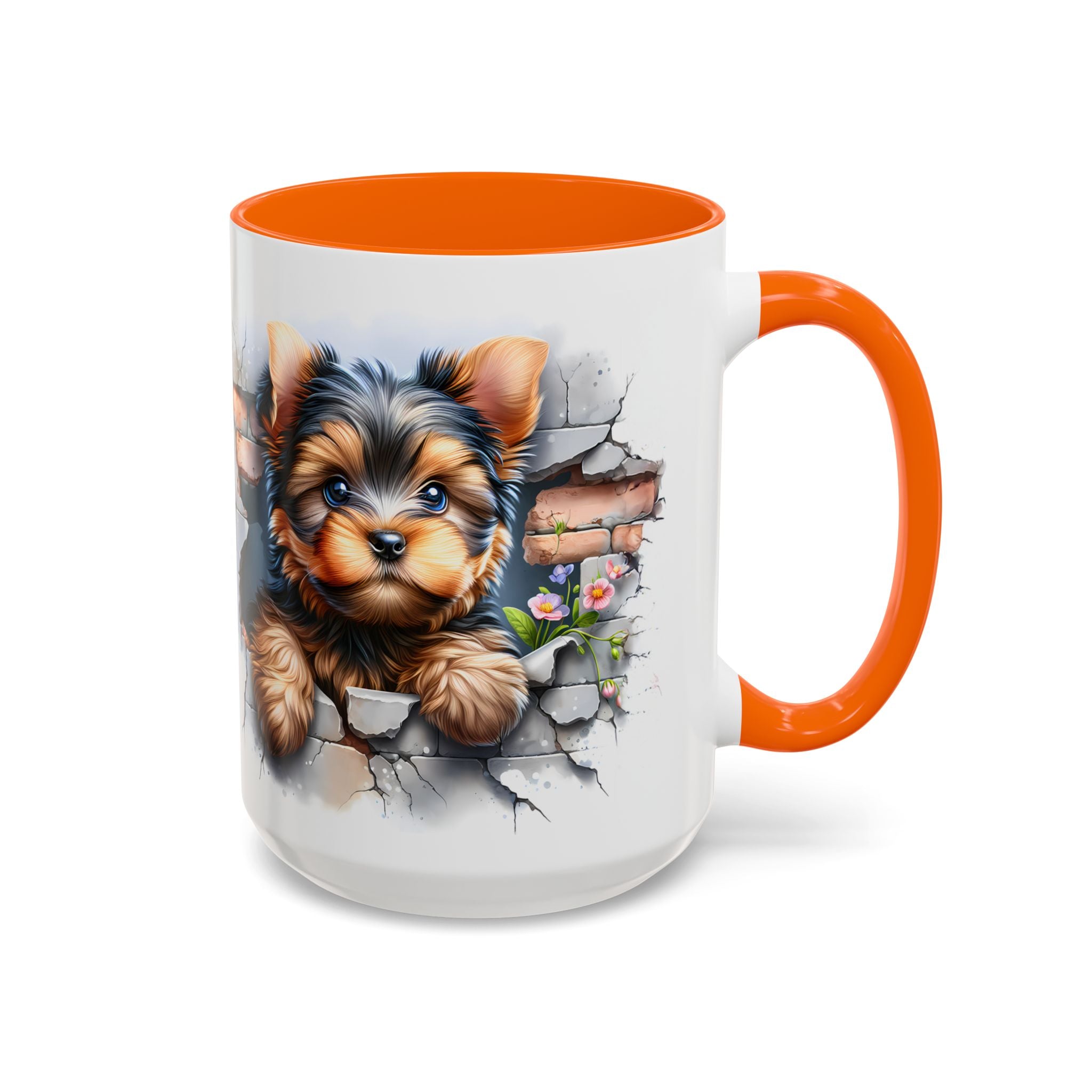 Cute Dog Peeking Coffee Mug, Pet Lover Gift, Yorkshire Terrier Mug, Animal Lover Coffee Cup, Dog-Themed Drinkware, Doggie Mug