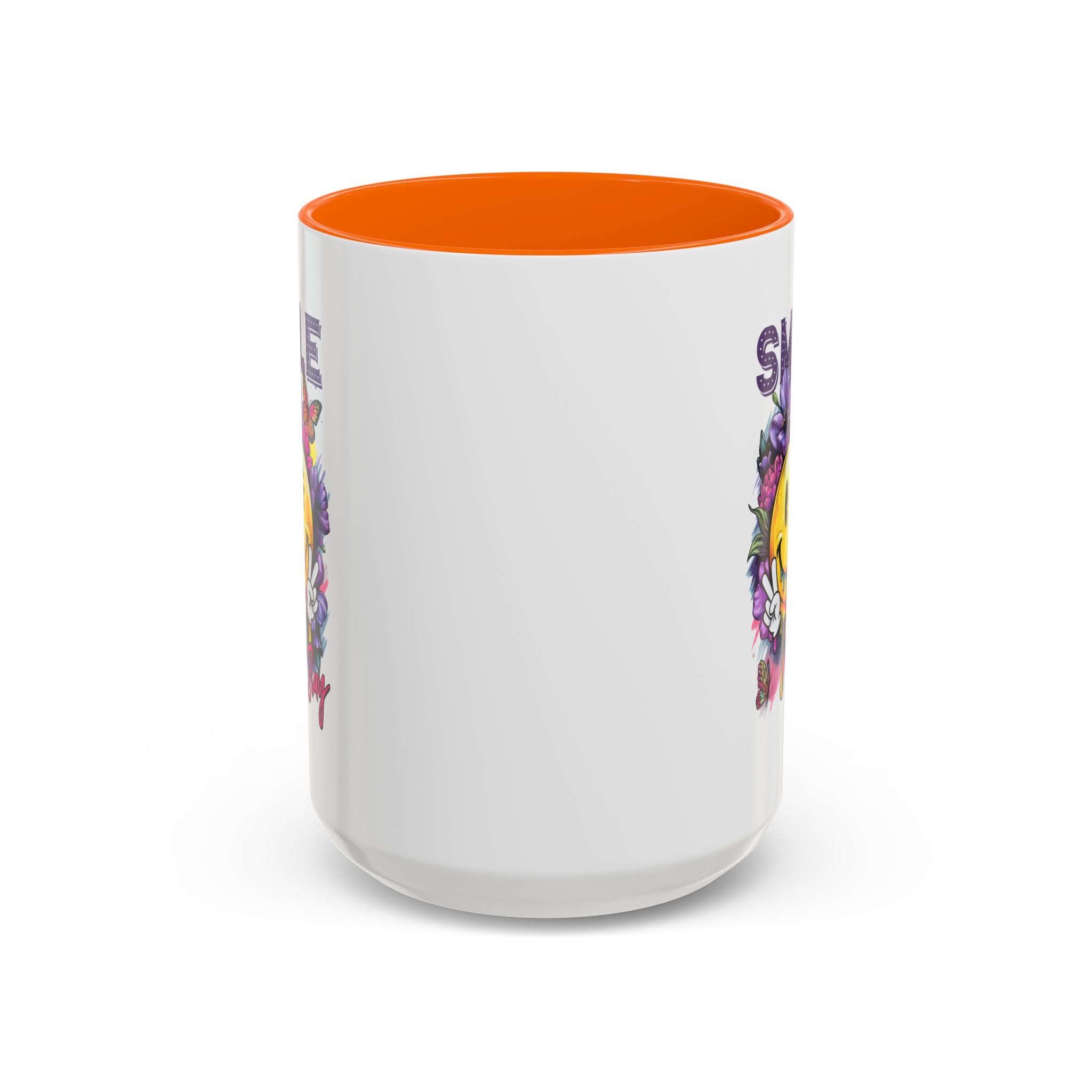 Smile Stay Accent Coffee Mug - Vibrant Floral Design for Positive Vibes