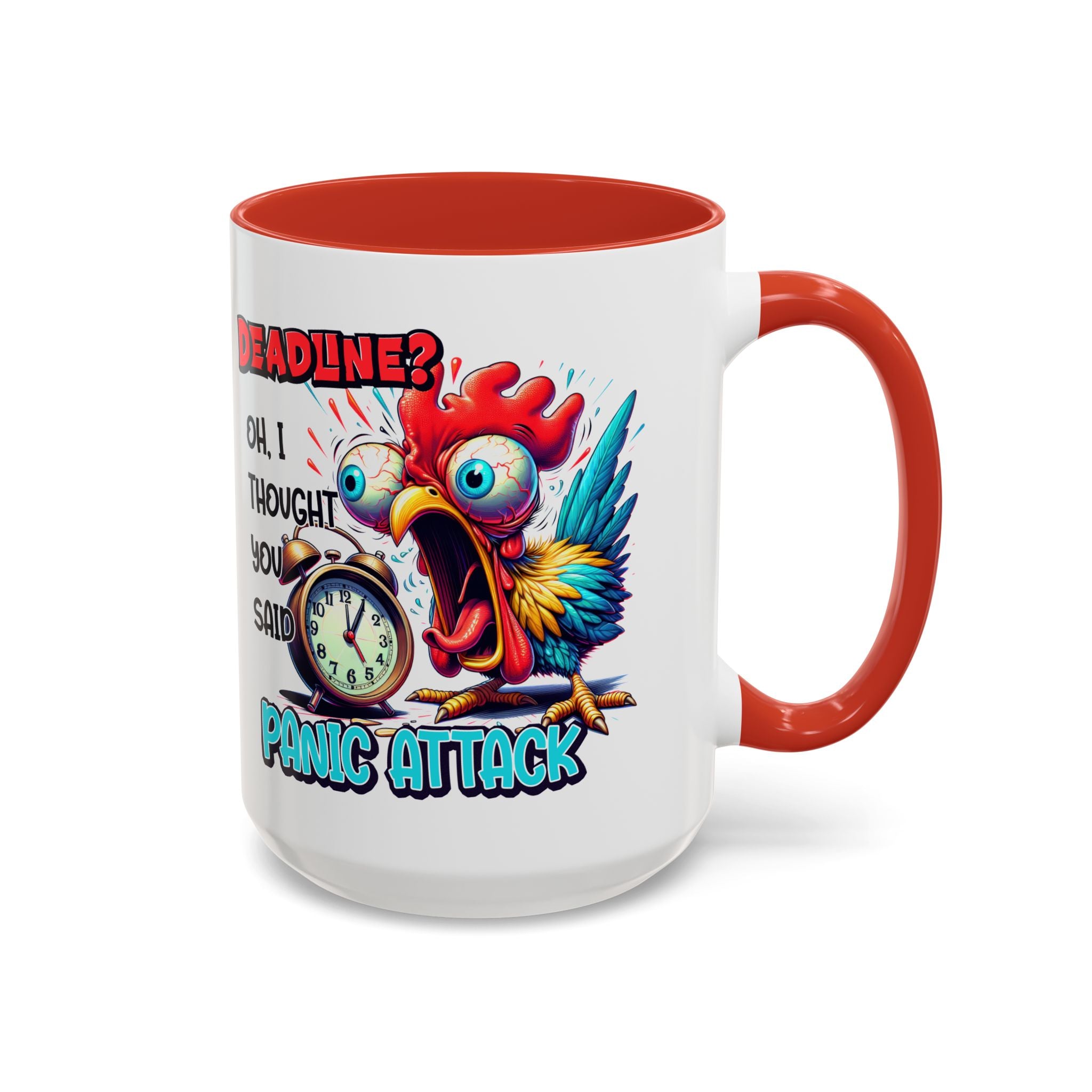Funny Panic Attack Coffee Mug, Quirky Rooster Mug for Stress Relief, Gift for Teachers, Office Humor, Coworker Gift, Fun Coffee Cup