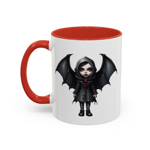 gothic vampire girl with wings horror art Accent Coffee Mug (11, 15oz) vamp14