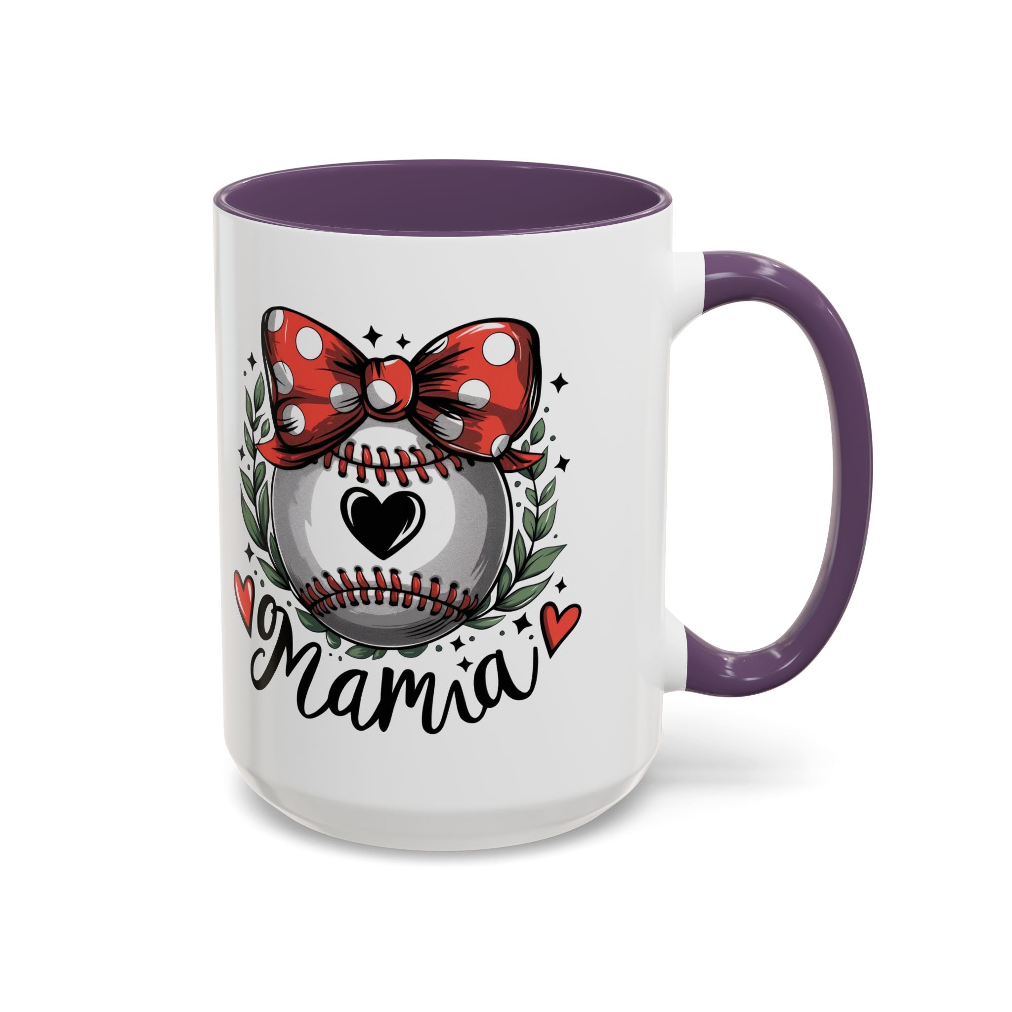 Mama's Accent Coffee Mug | Baseball & Heart Design | Gift for Mom, Mother's Day, Birthday, Coffee Lovers, Baseball Fans