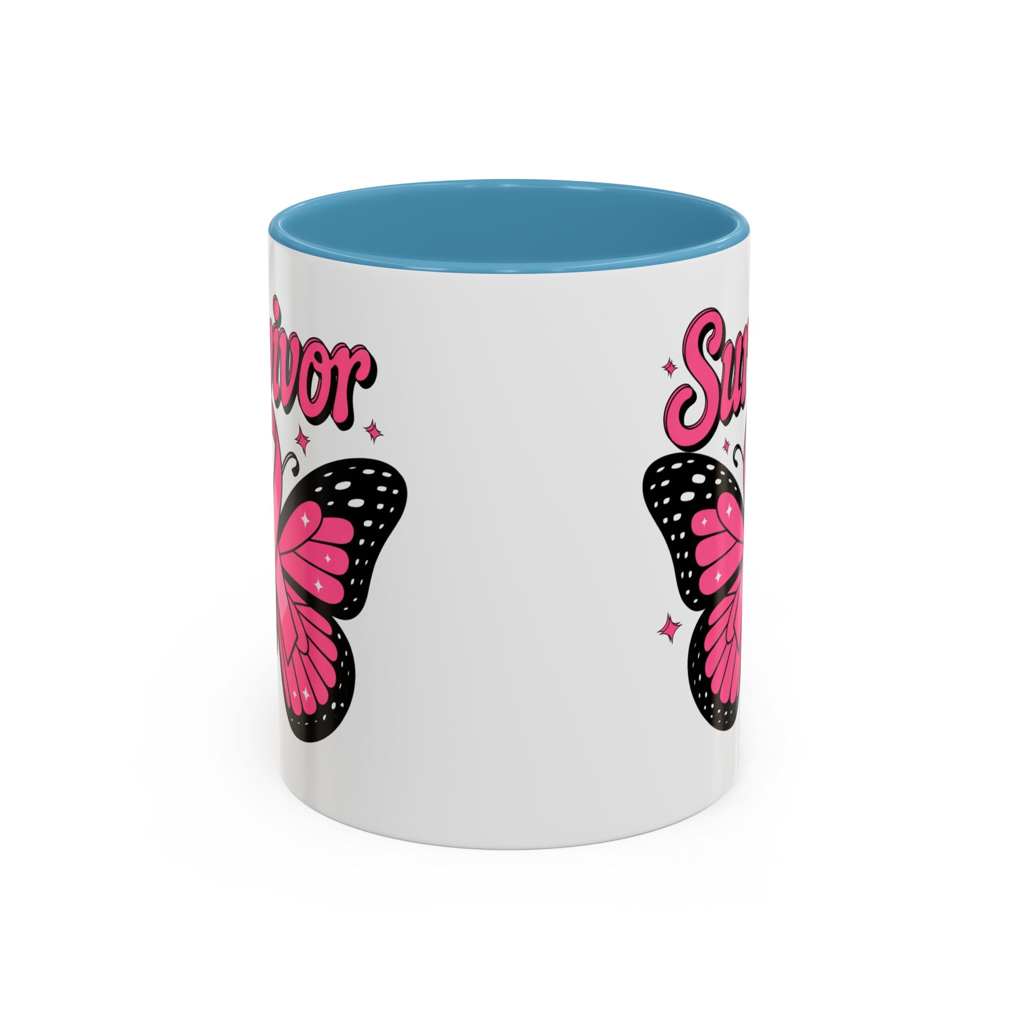 Survivor Butterfly Coffee Mug, Inspirational Gift, Pink Ribbon Mug, Breast Cancer Awareness, Empowerment Cup, Motivational Drinkware