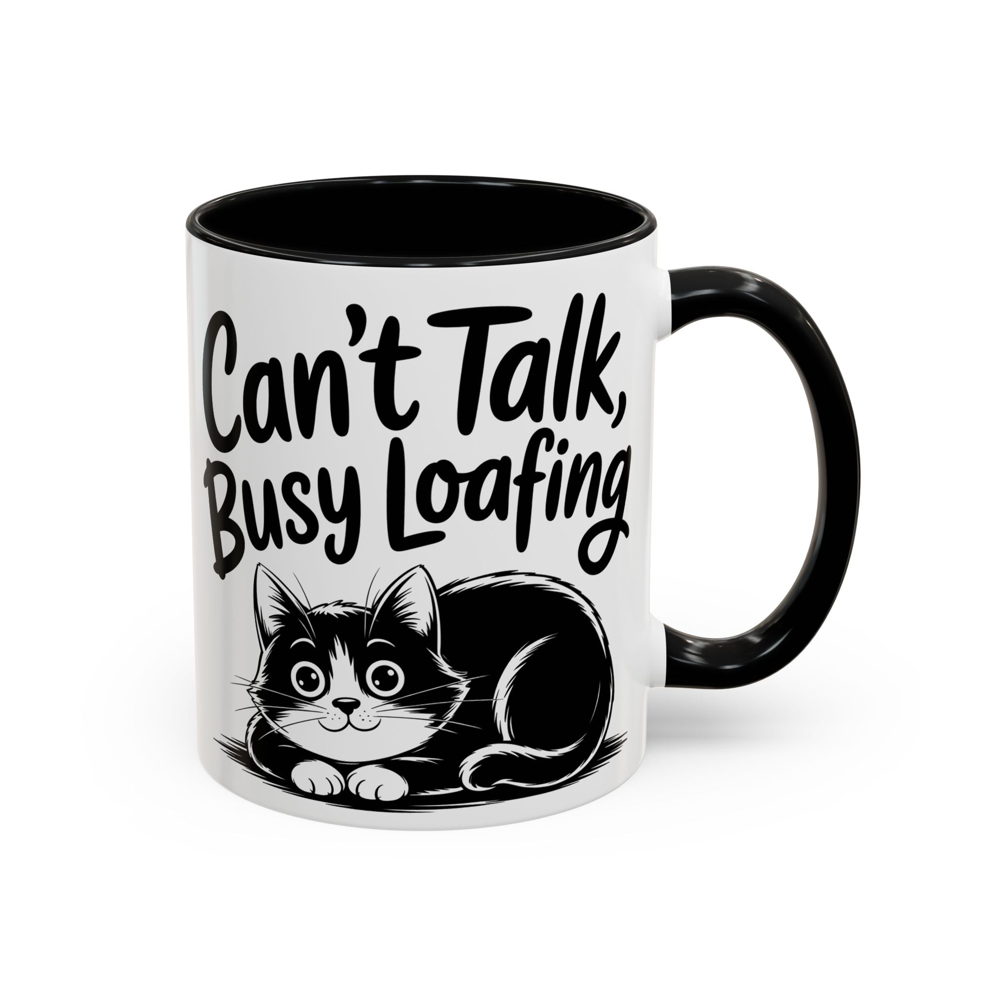 Can't Talk, Busy Loafing Cat Coffee Mug — Cute Cat Lover Gift (11/15oz)