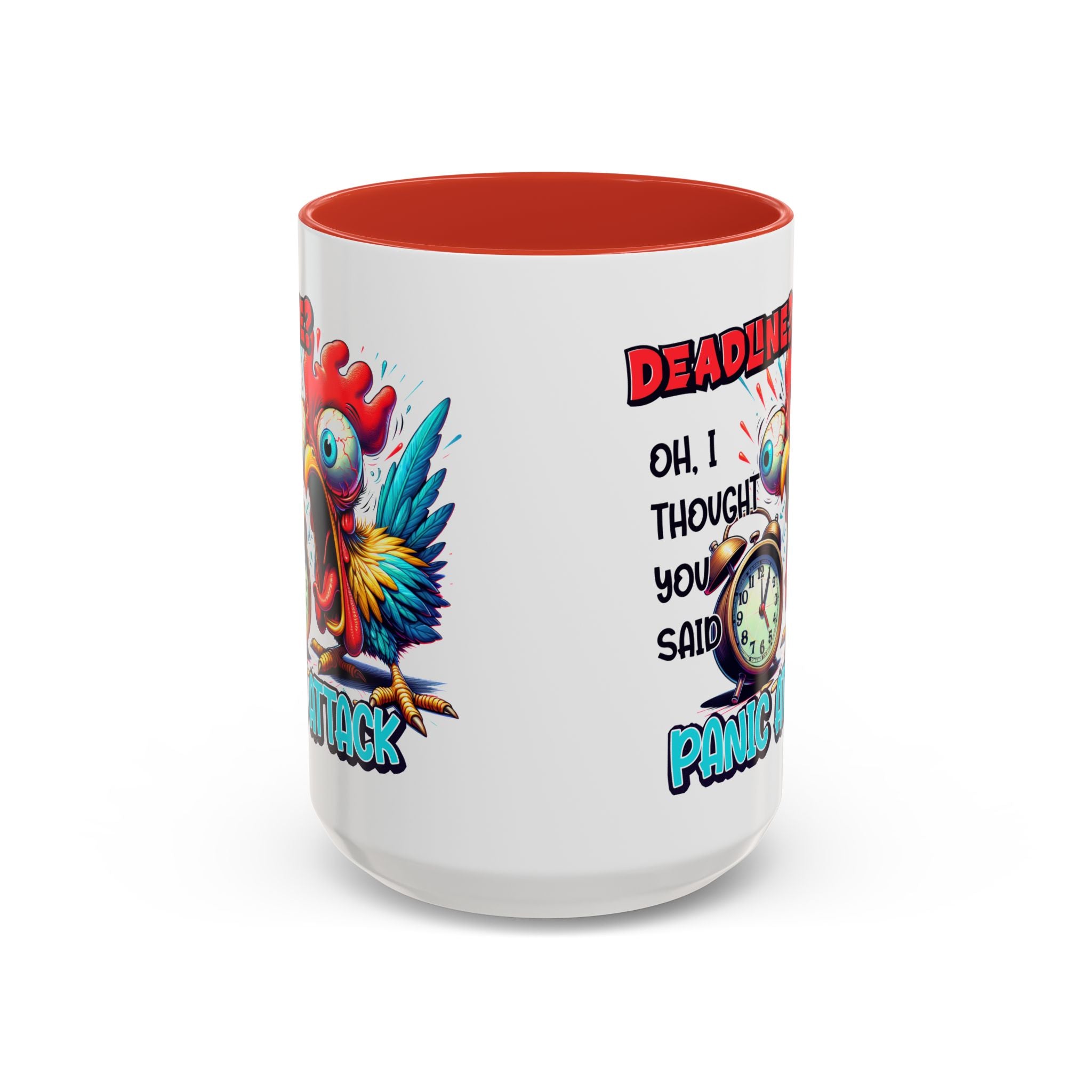 Funny Panic Attack Coffee Mug, Quirky Rooster Mug for Stress Relief, Gift for Teachers, Office Humor, Coworker Gift, Fun Coffee Cup