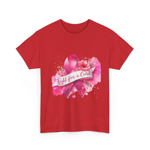 Fight for a Cure Unisex Heavy Cotton Tee | Breast Cancer Awareness Shirt, Support Tee, Gift for Her, Charity Fundraiser Tee, Pink Ribbon Tee