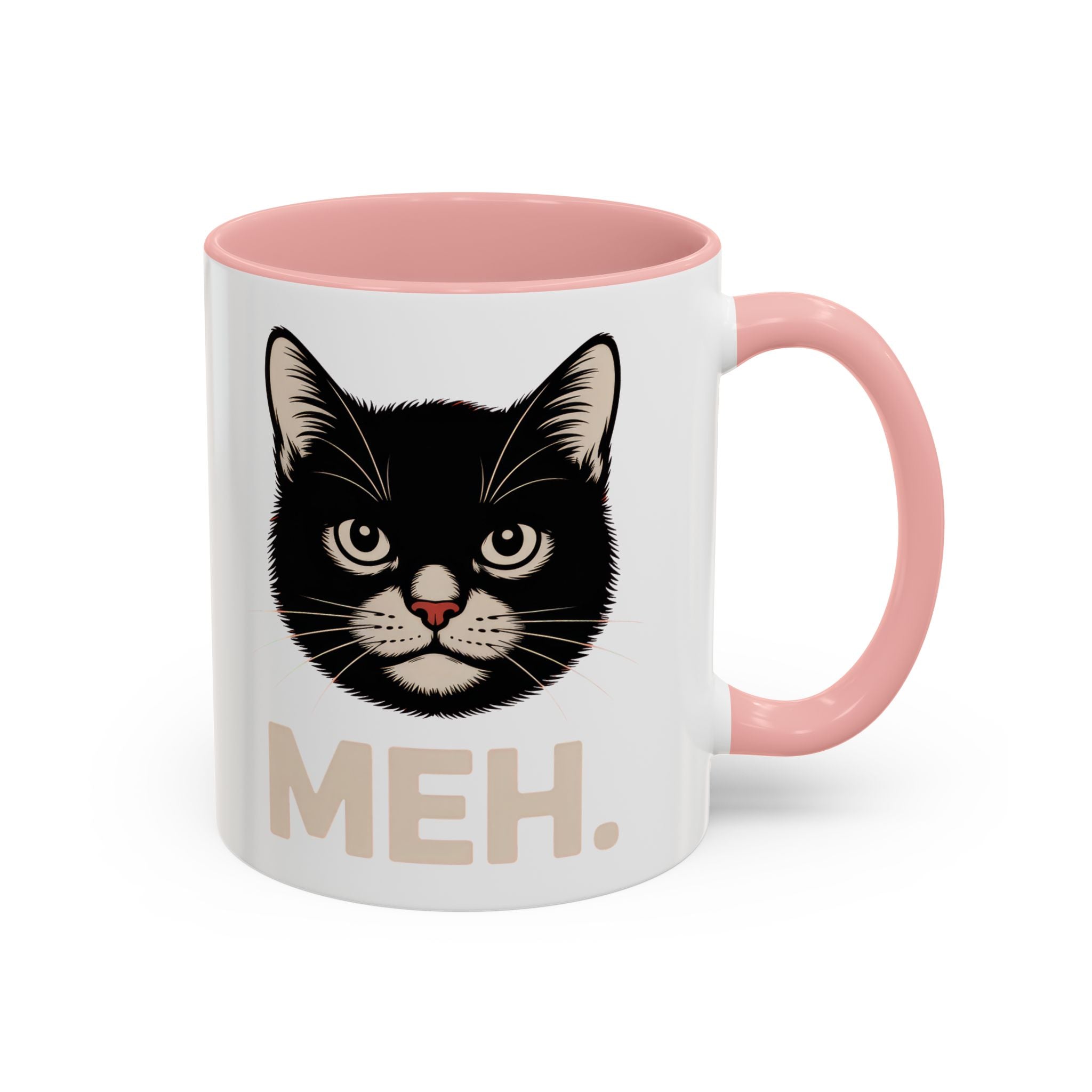 Tuxedo Cat 'MEH.' Accent Coffee Mug — Funny Cat Lover Ceramic Mug