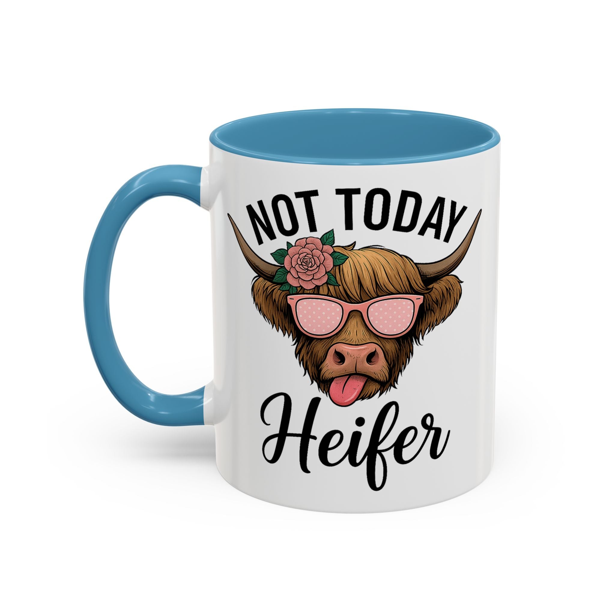 Not Today Heifer Coffee Mug — Funny Cow Mug with Sunglasses (11/15oz)