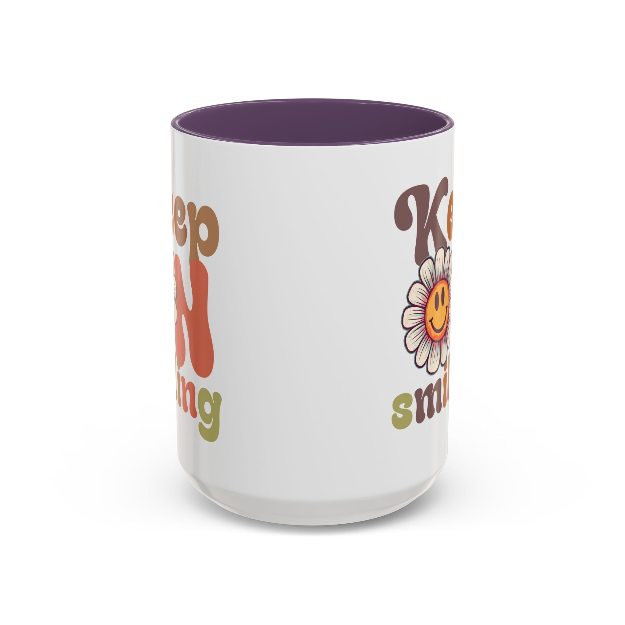 Keep Smiling Floral Coffee Mug - Cheerful 11 & 15oz Accent Mug for Daily Motivation