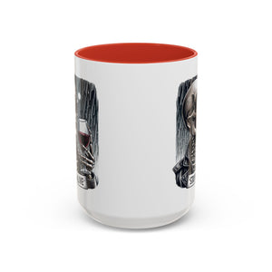 Stylish Skull Coffee Mug, Gothic Drinkware, Staying Alive Gift for Halloween, Funny Office Mug, Alternative Drinkware