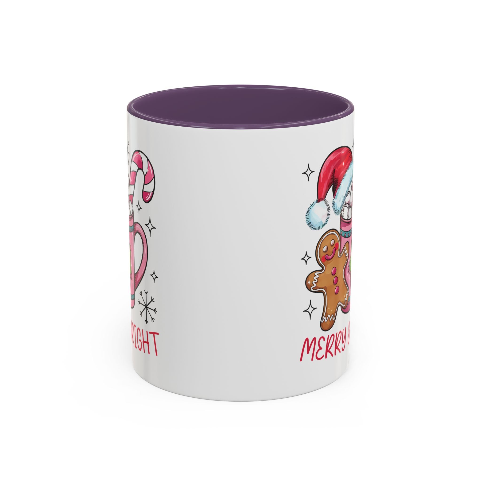 Festive Gingerbread Coffee Mug, Christmas Gift, Holiday Coffee Cup, Merry & Bright Mug, Winter Mug, Hot Chocolate Holder