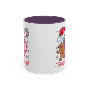Festive Gingerbread Coffee Mug, Christmas Gift, Holiday Coffee Cup, Merry & Bright Mug, Winter Mug, Hot Chocolate Holder